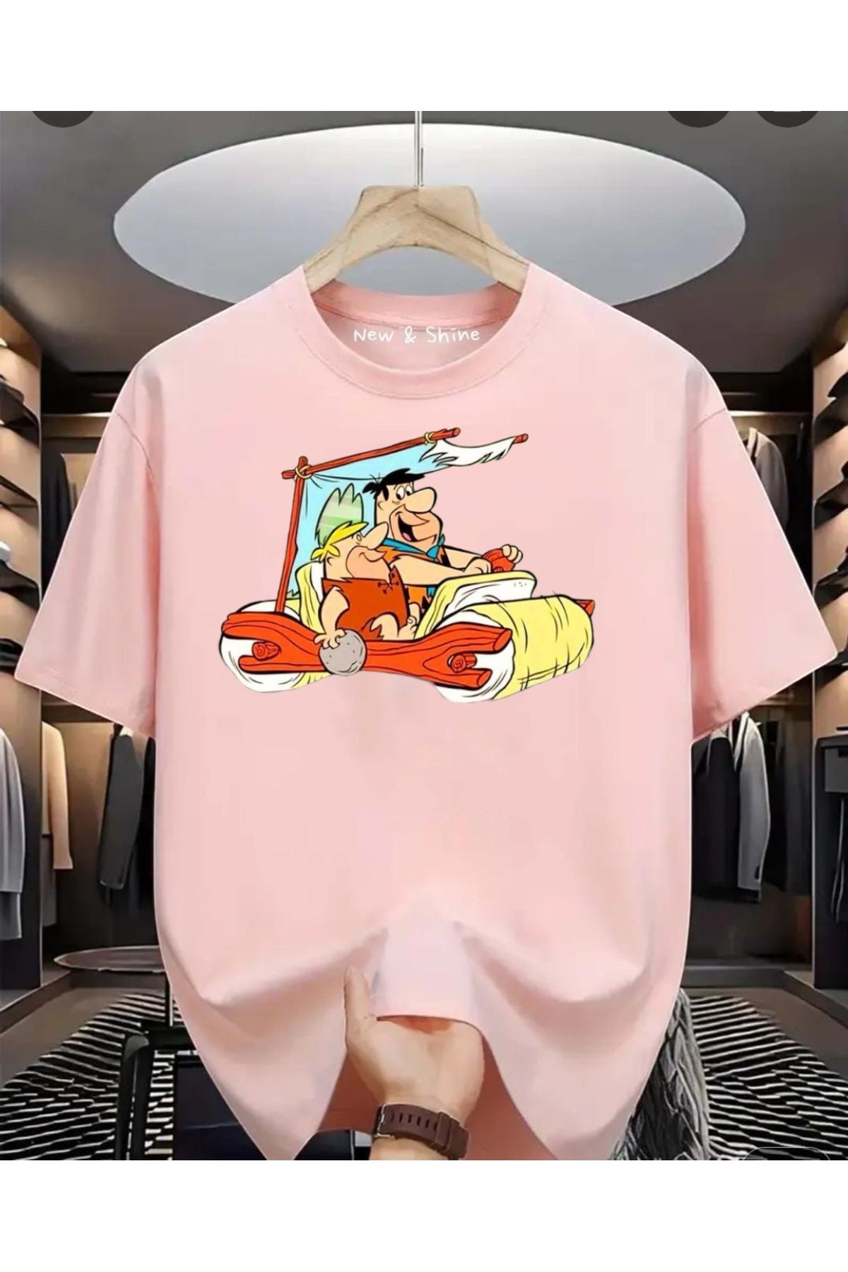 New Shine Çakmaktaş Baskılı Oversize T-Shirt