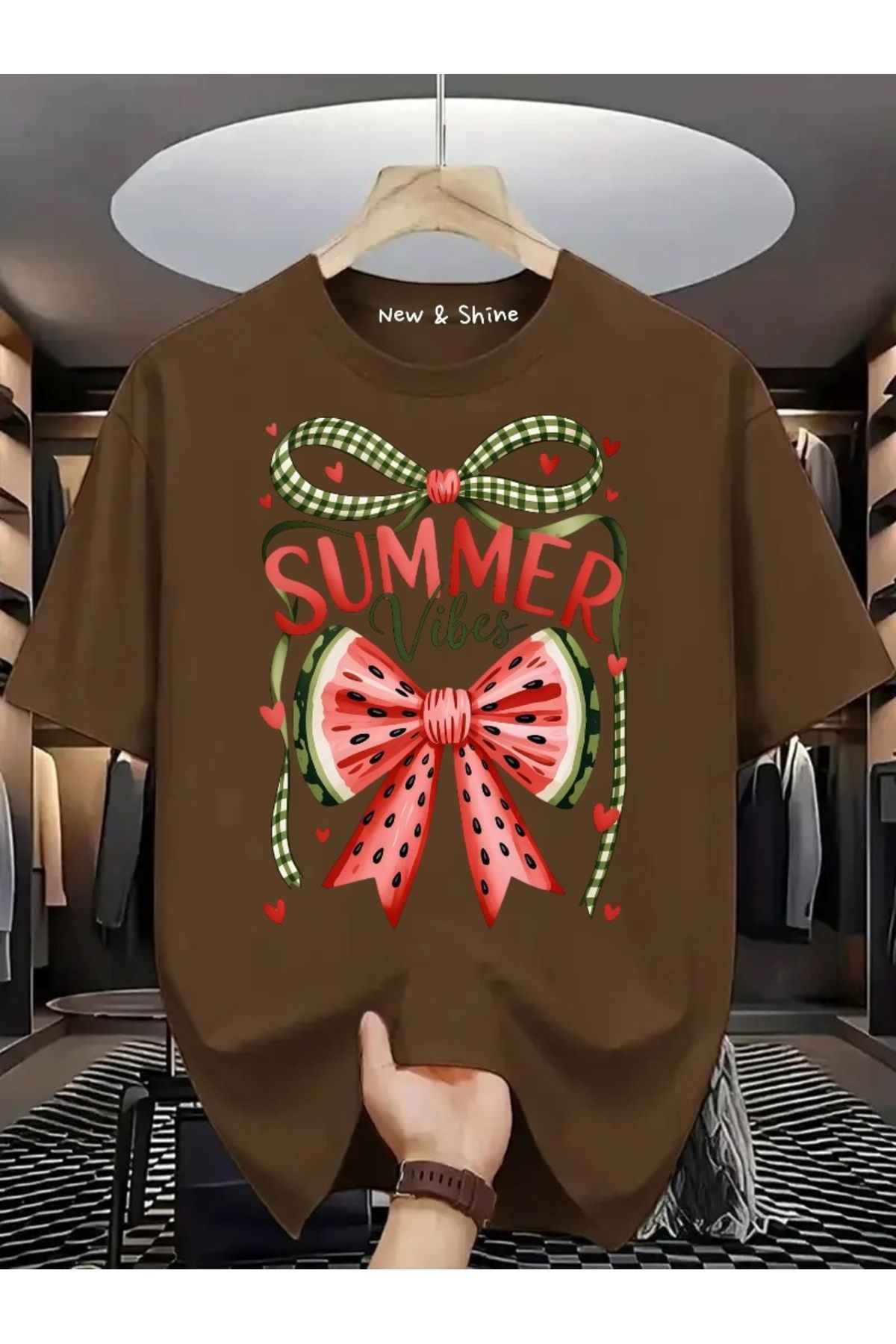 New Shine Summer Vibes Baskılı Oversize T-Shirt