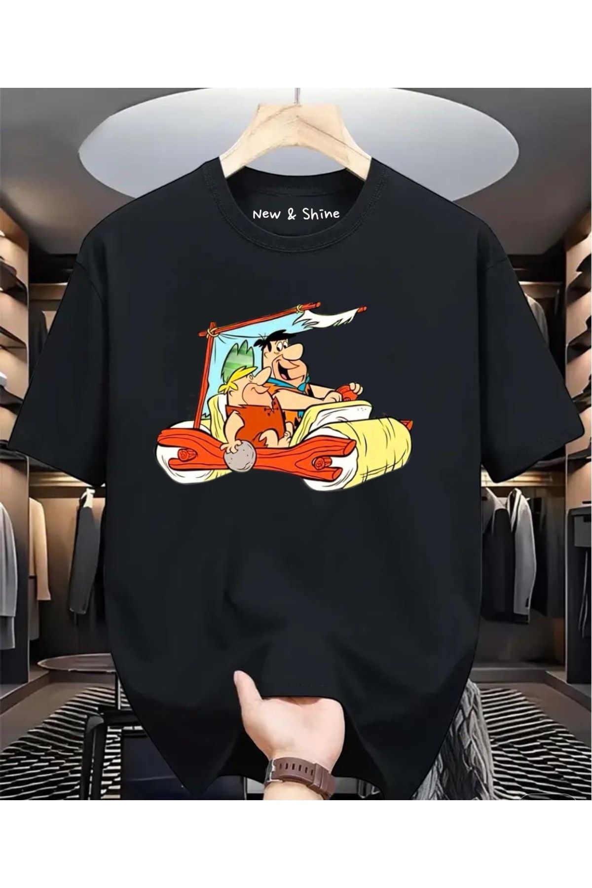 New Shine Çakmaktaş Baskılı Oversize T-Shirt