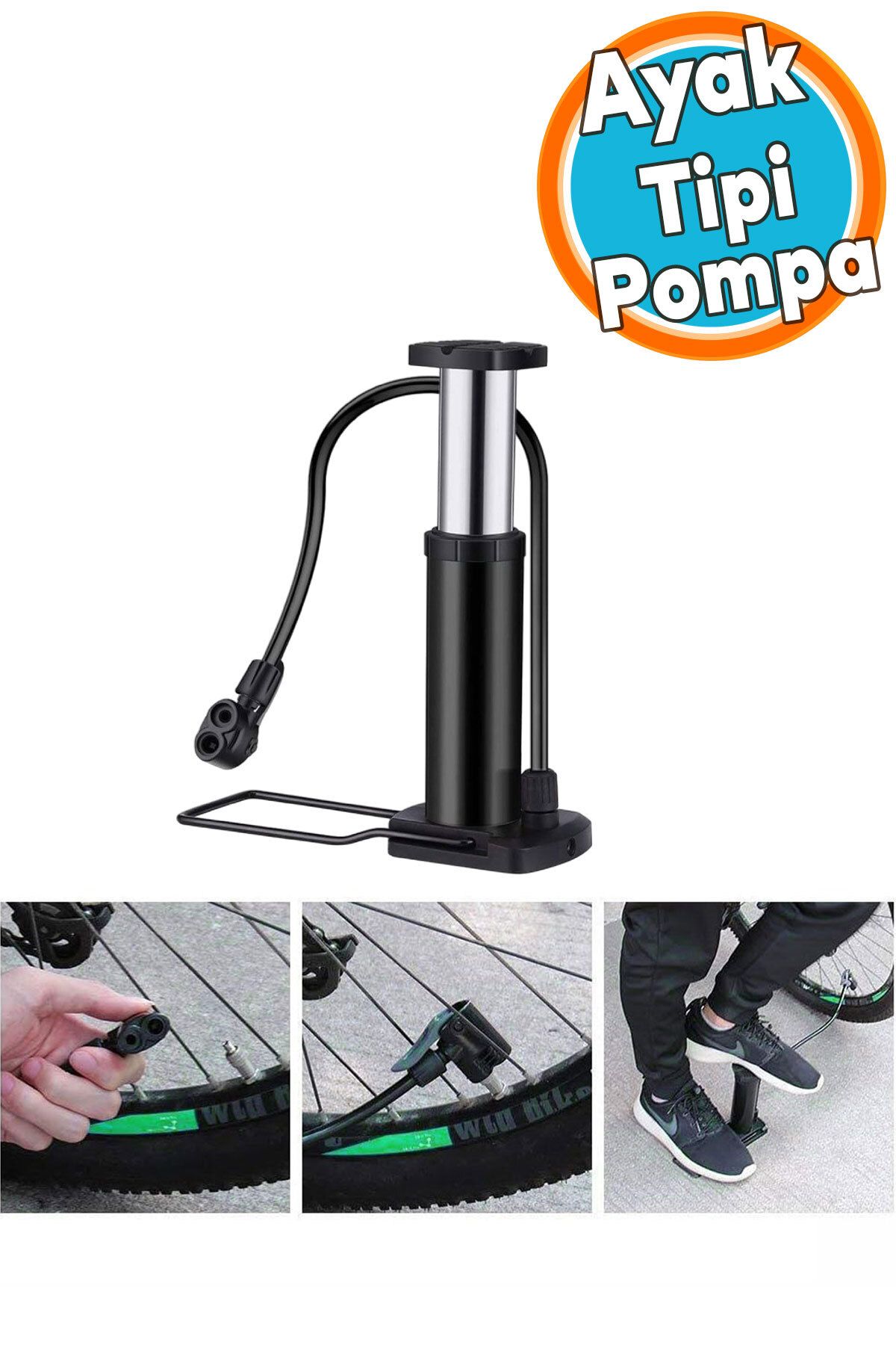 NZB Ayak Tipi Küçük Pompa Tekli Teker Araç Bisiklet Top Bot Lastik Şambrel Şişirme Pompası 1 Adet