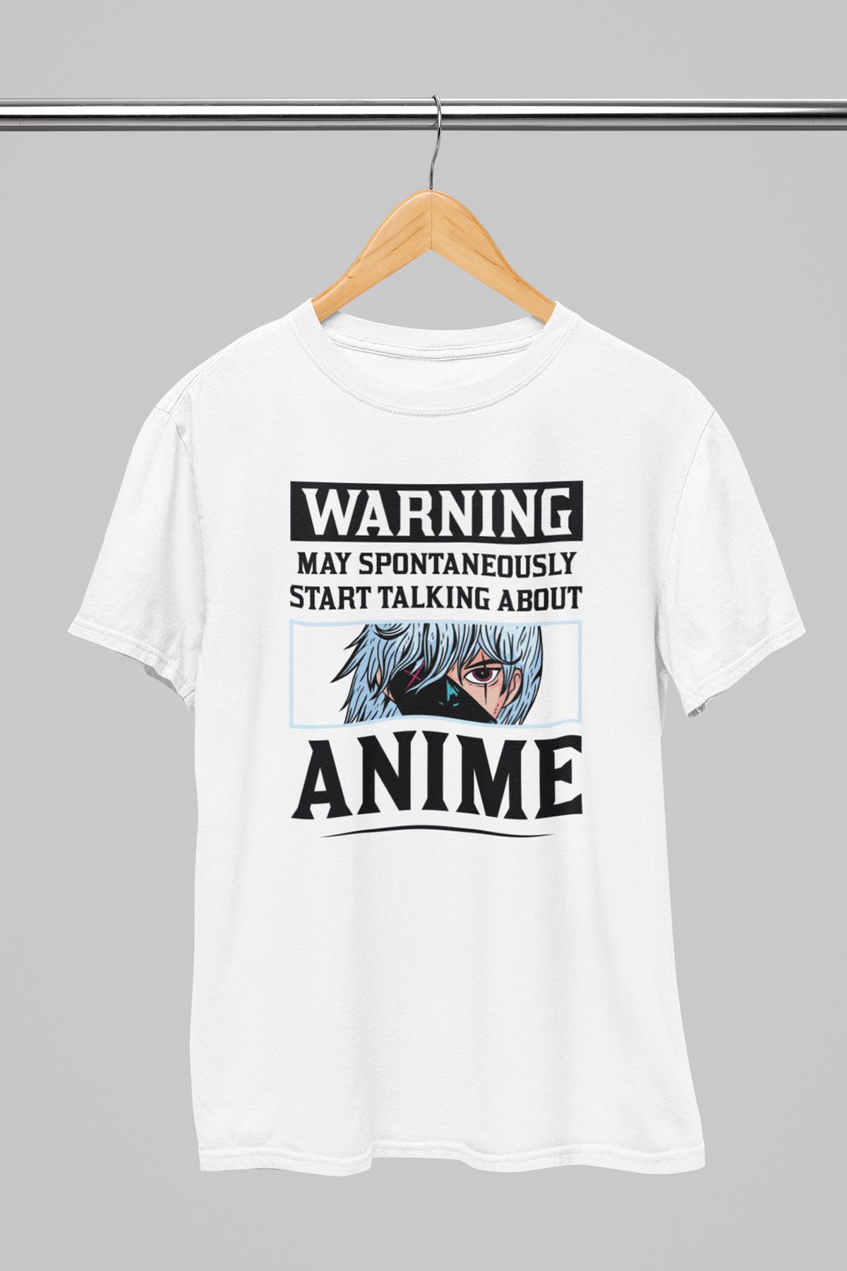 giftkonsept Warning May Spontaneously Start Talking About Anime Hediyelik %100 Pamuklu Regular Beyaz Tişört