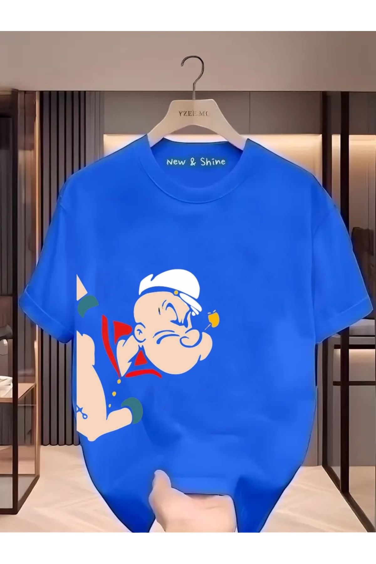 New Shine Temel Reis Yanda Baskılı Oversize T-Shirt