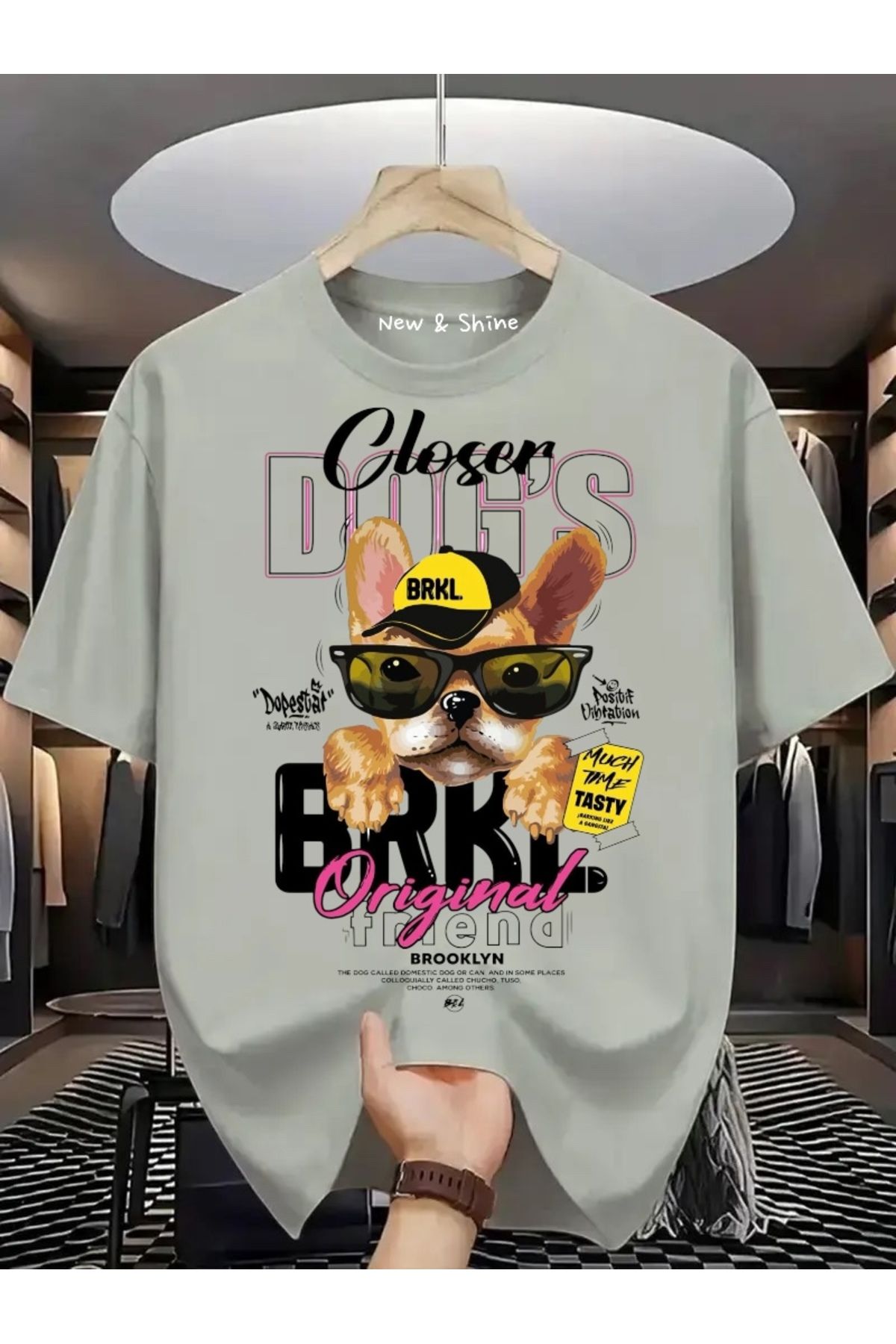 New Shine Köpek Baskılı Oversize T-Shirt