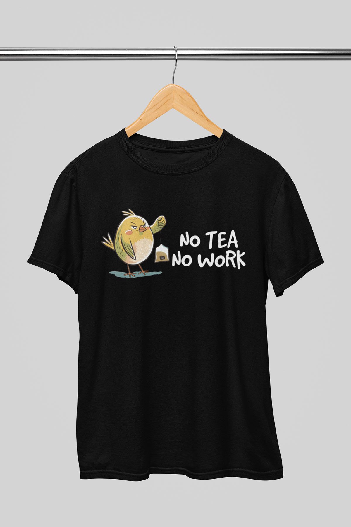 giftkonsept No Tea No Work Komik Hediyelik %100 Pamuklu Regular Siyah Tişört