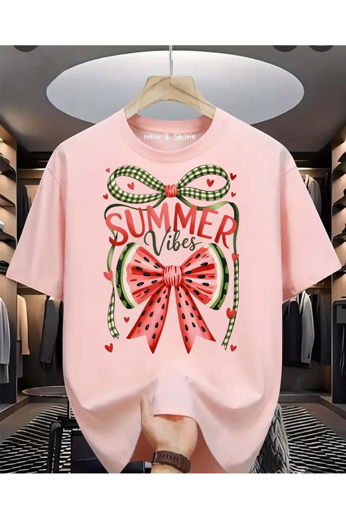 New Shine Summer Vibes Baskılı Oversize T-Shirt