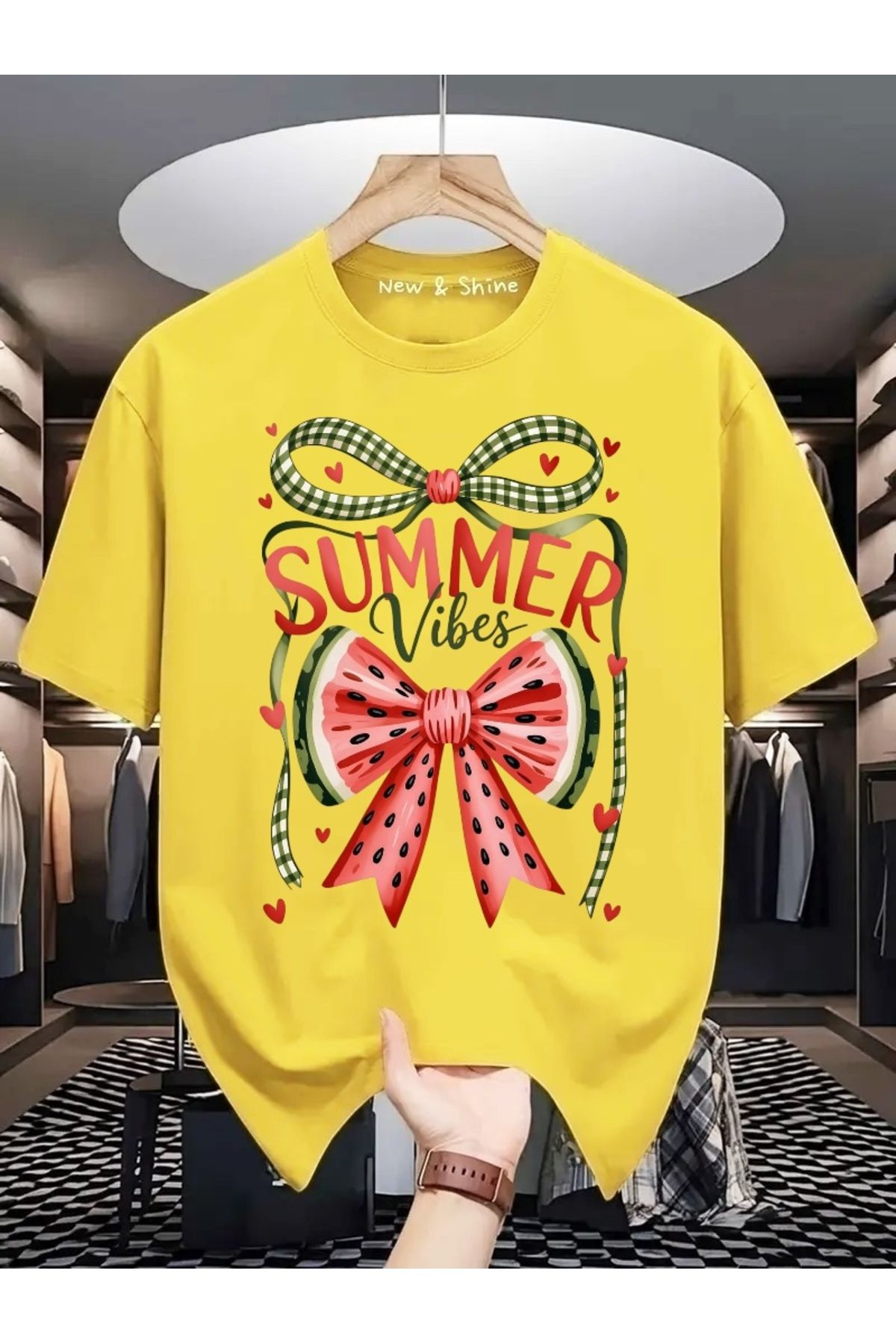 New Shine Summer Vibes Baskılı Oversize T-Shirt