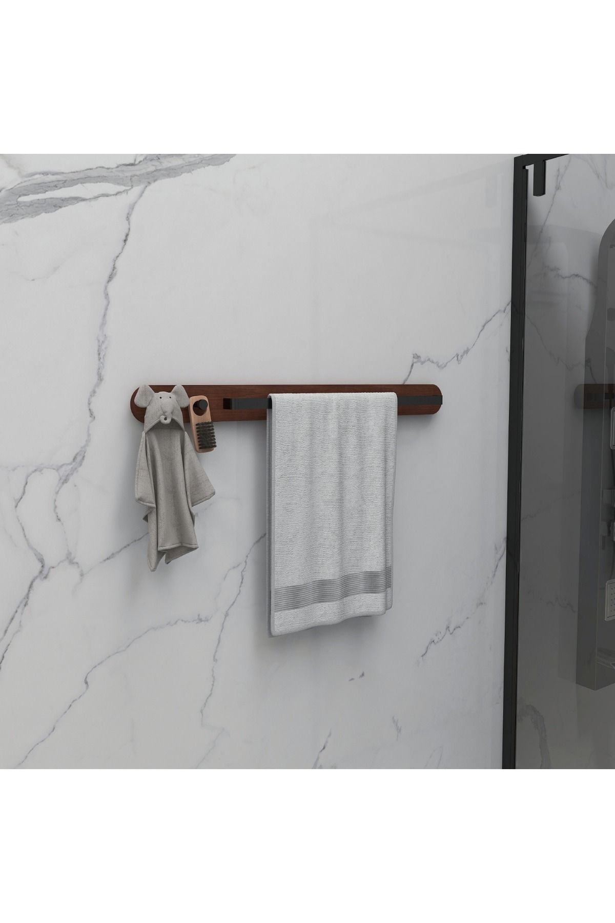 lyla concept Masif Detaylı Metal Havluluk – Minimalist Duvar Askısı | Ceviz Masif Tabanlı