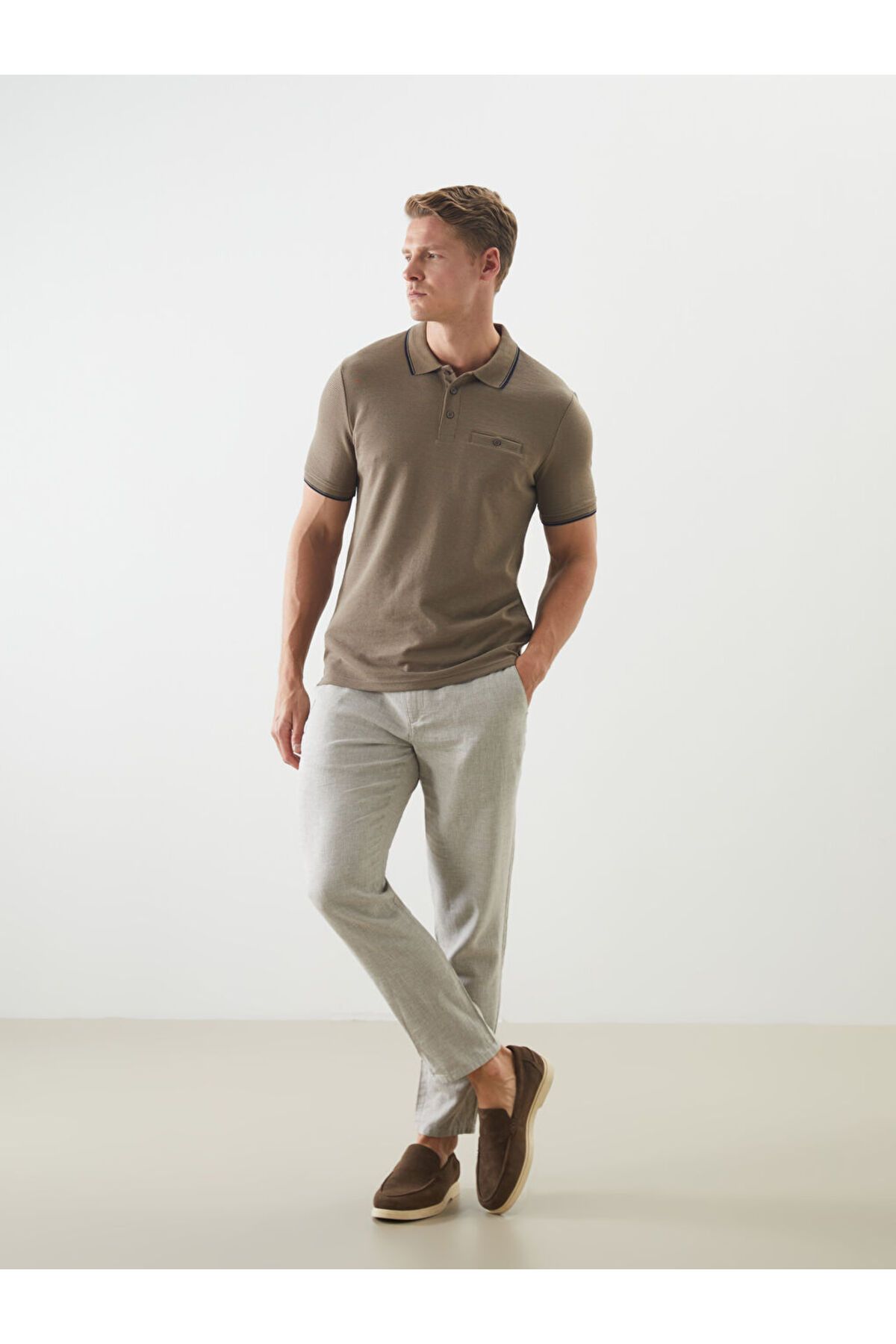 LC Waikiki LCWAIKIKI Classic Bej Standart Kalıp Keten Karışımlı Erkek Chino Pantolon S51104Z8NVY25