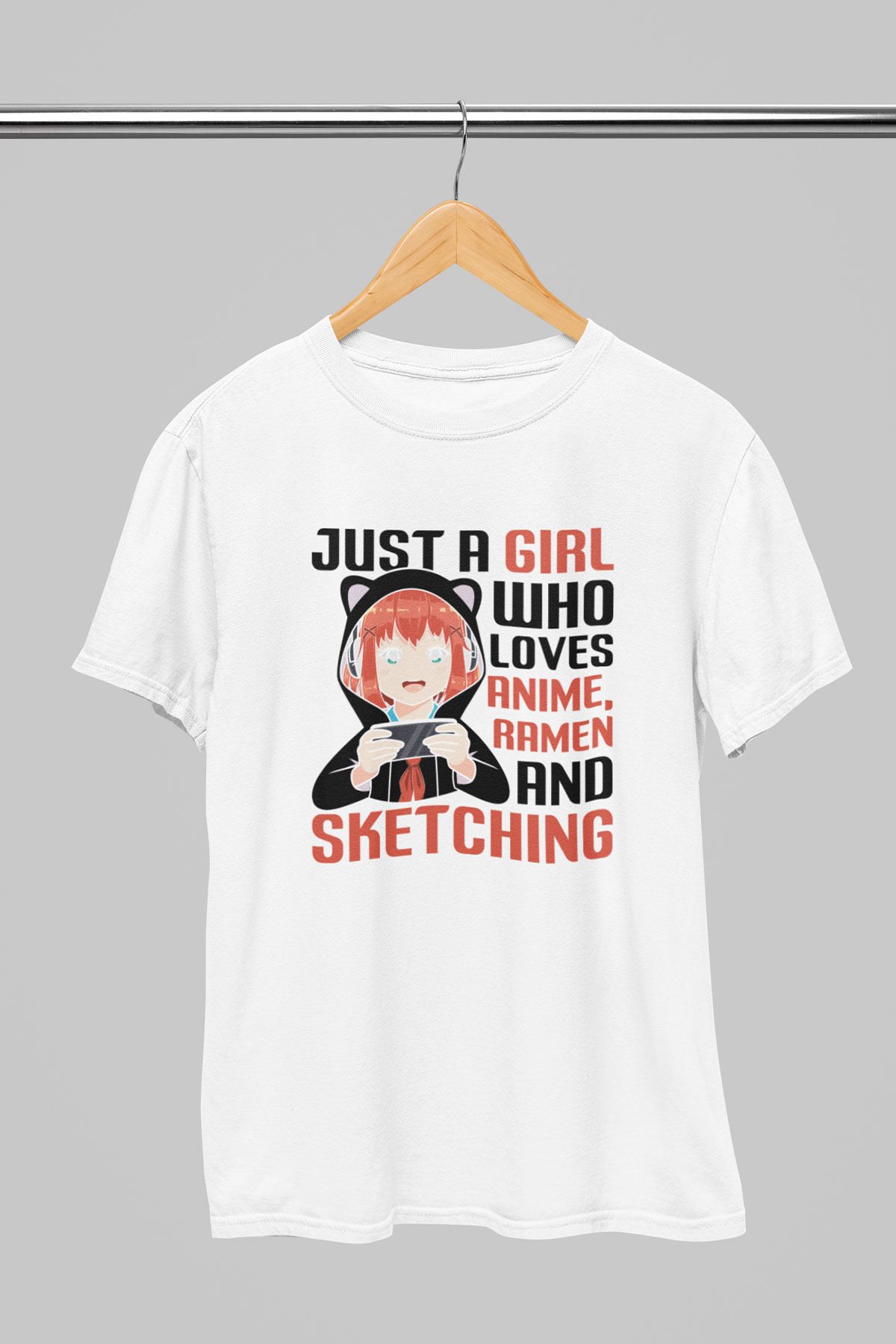 giftkonsept Just A Girl Who Loves Anime Anime Hediyelik %100 Pamuklu Regular Beyaz Tişört