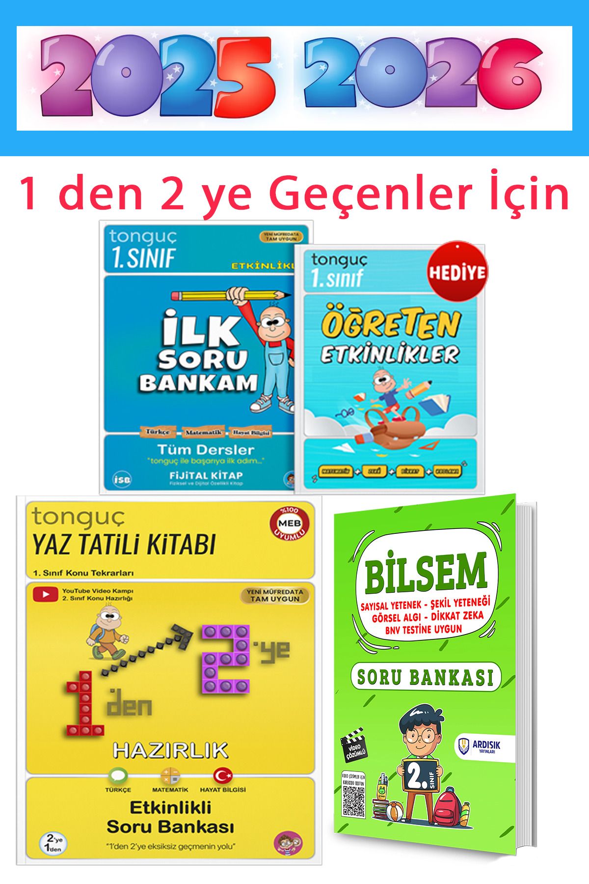 Tonguç Yayınları 1 den 2 ye Hazırlık Kitabı 1. Sınıf Tüm Dersler Soru Bankası Seti