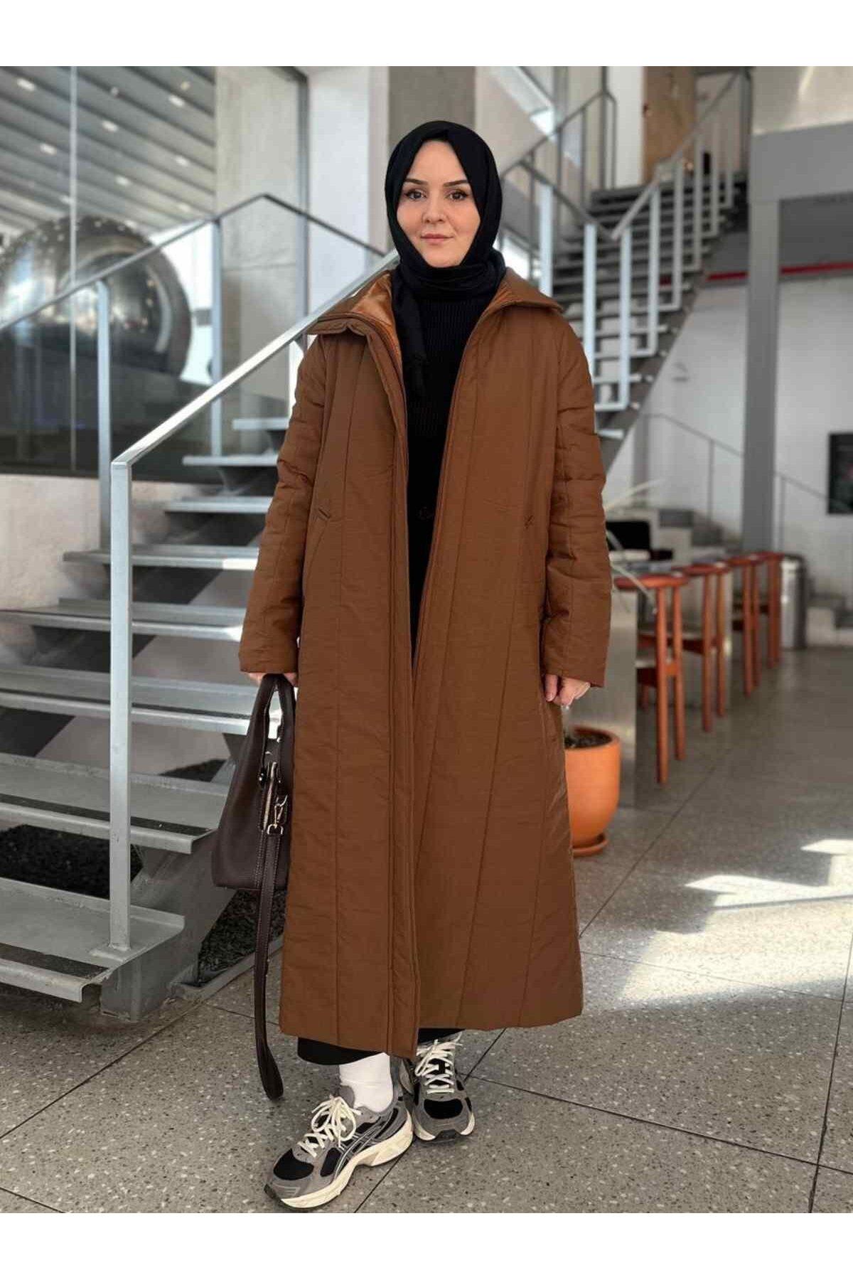 Berika YILDIRIM DİK YAKA FERMUARLI MONT KAHVE