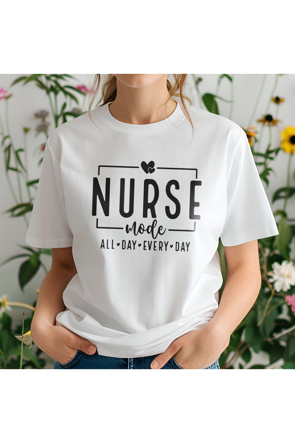 giftkonsept Nurse Mode Hemşire Hediyelik %100 Pamuklu Regular Beyaz Tişört