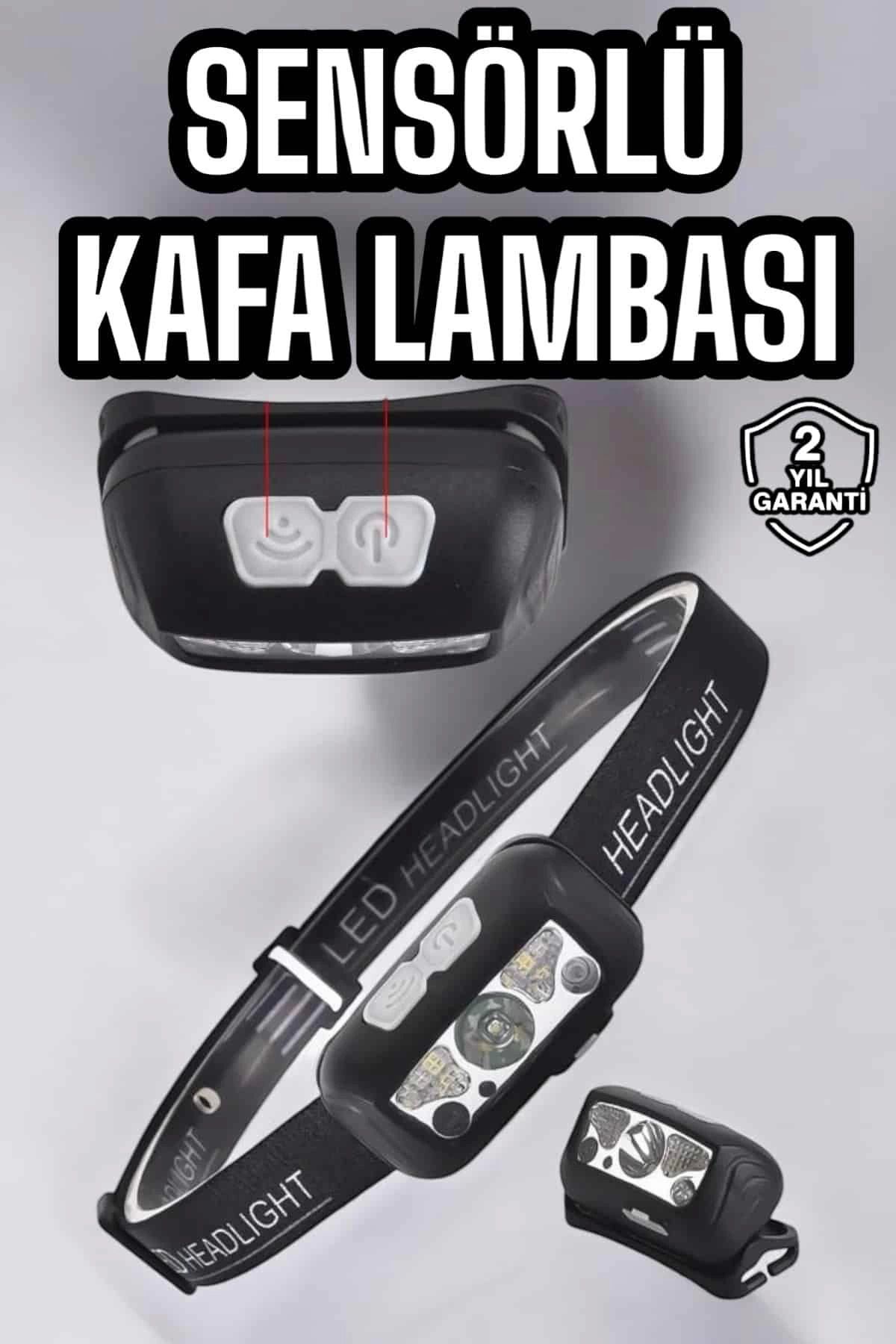 Heez Kafa Lambası Kamp Lambası Sensörlü Şarjlı Ayarlanabilir