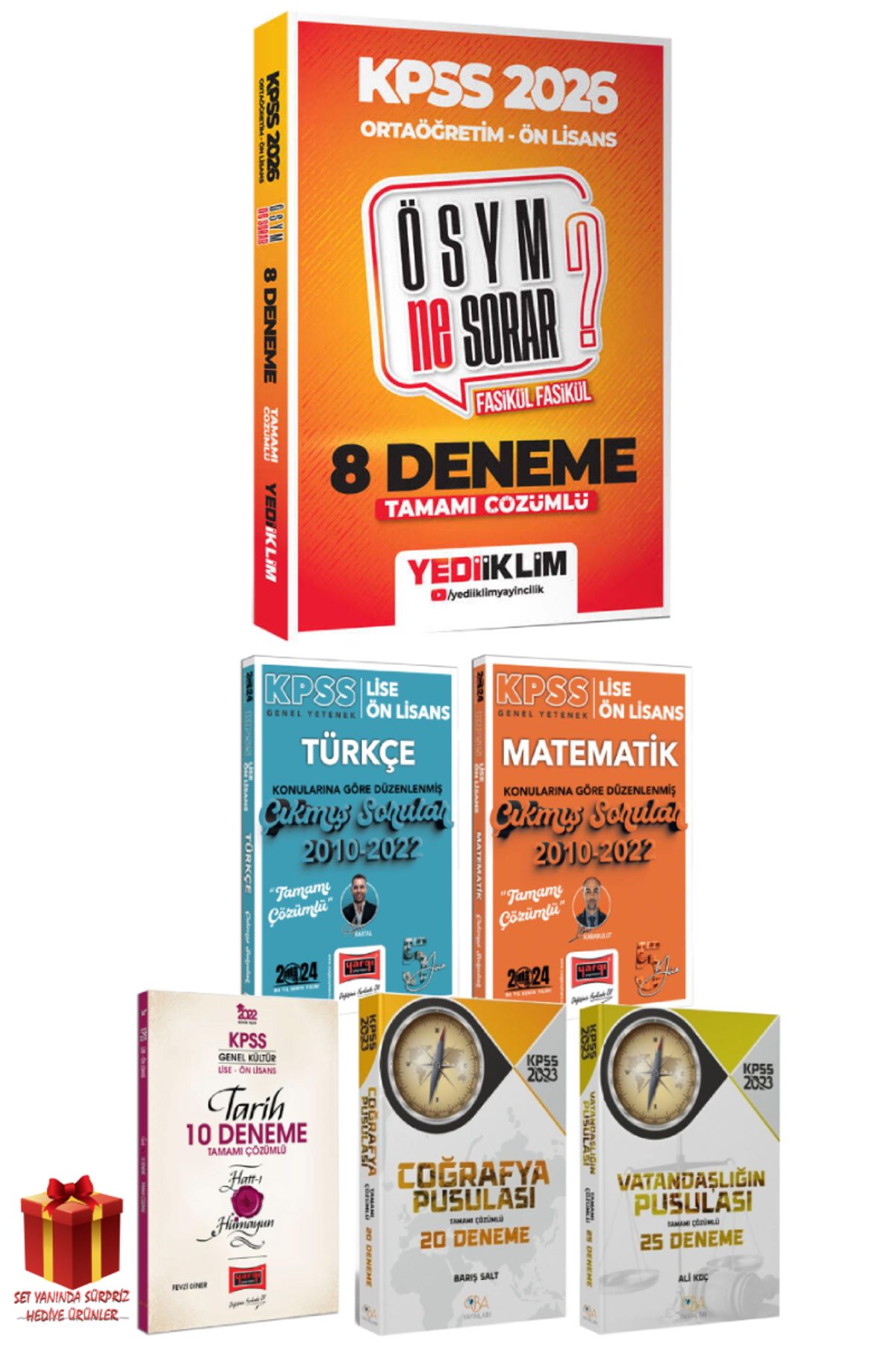 Yediiklim Yayınları 2026 Yediiklim KPSS Ortaöğretim Ön Lisans Deneme+Ortaöğretim Ön Lisans Deneme Seti+Hediye