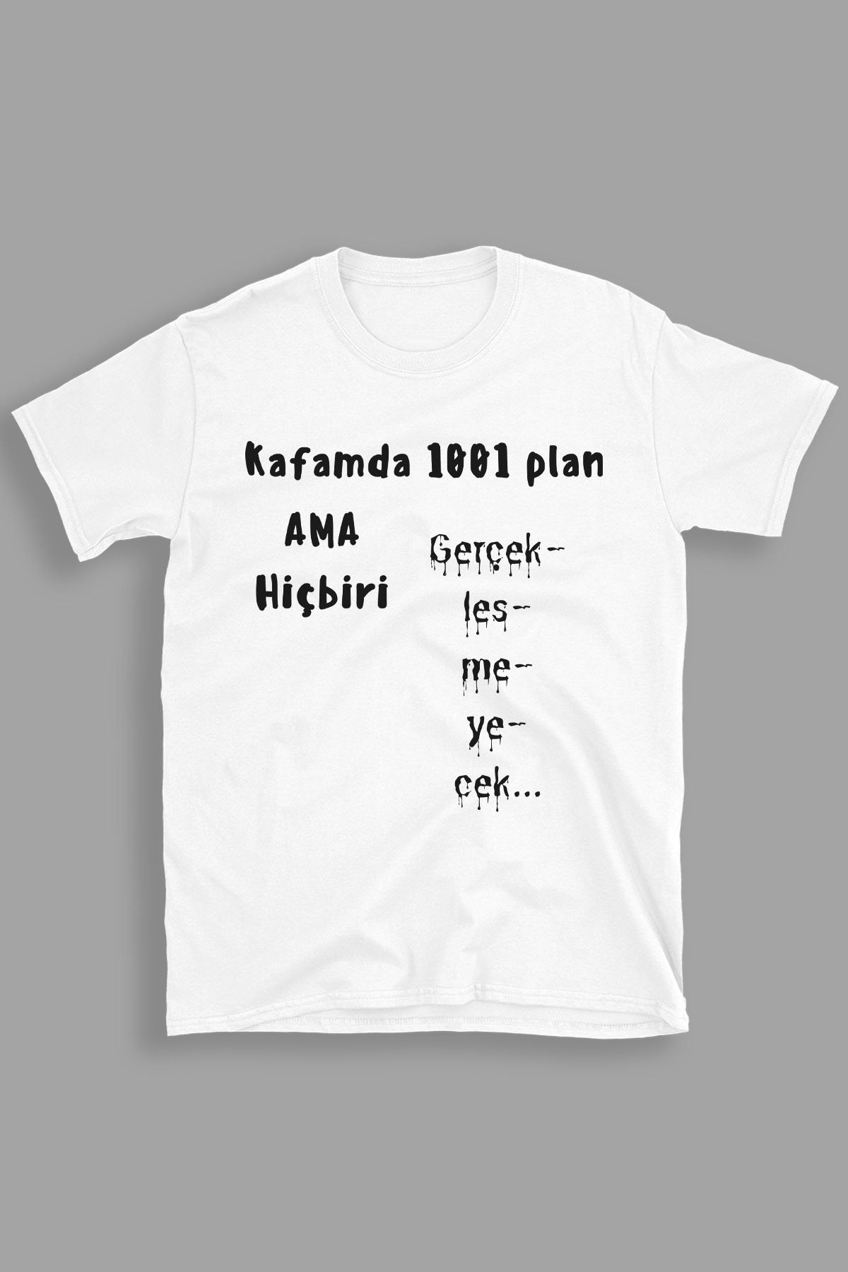 giftkonsept Kafamda 1001 Plan Komik Hediyelik %100 Pamuklu Regular Beyaz Tişört
