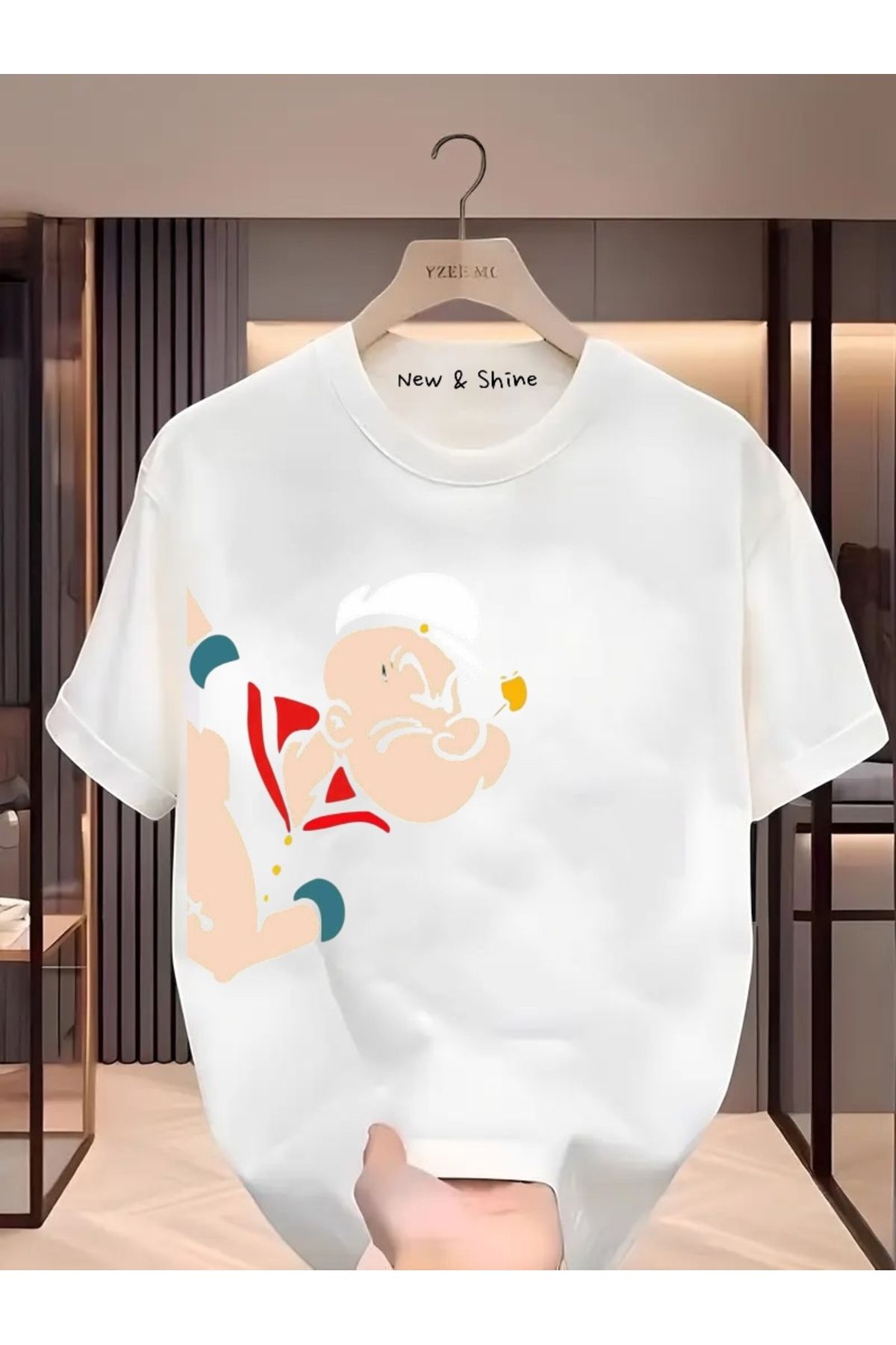 New Shine Temel Reis Yanda Baskılı Oversize T-Shirt