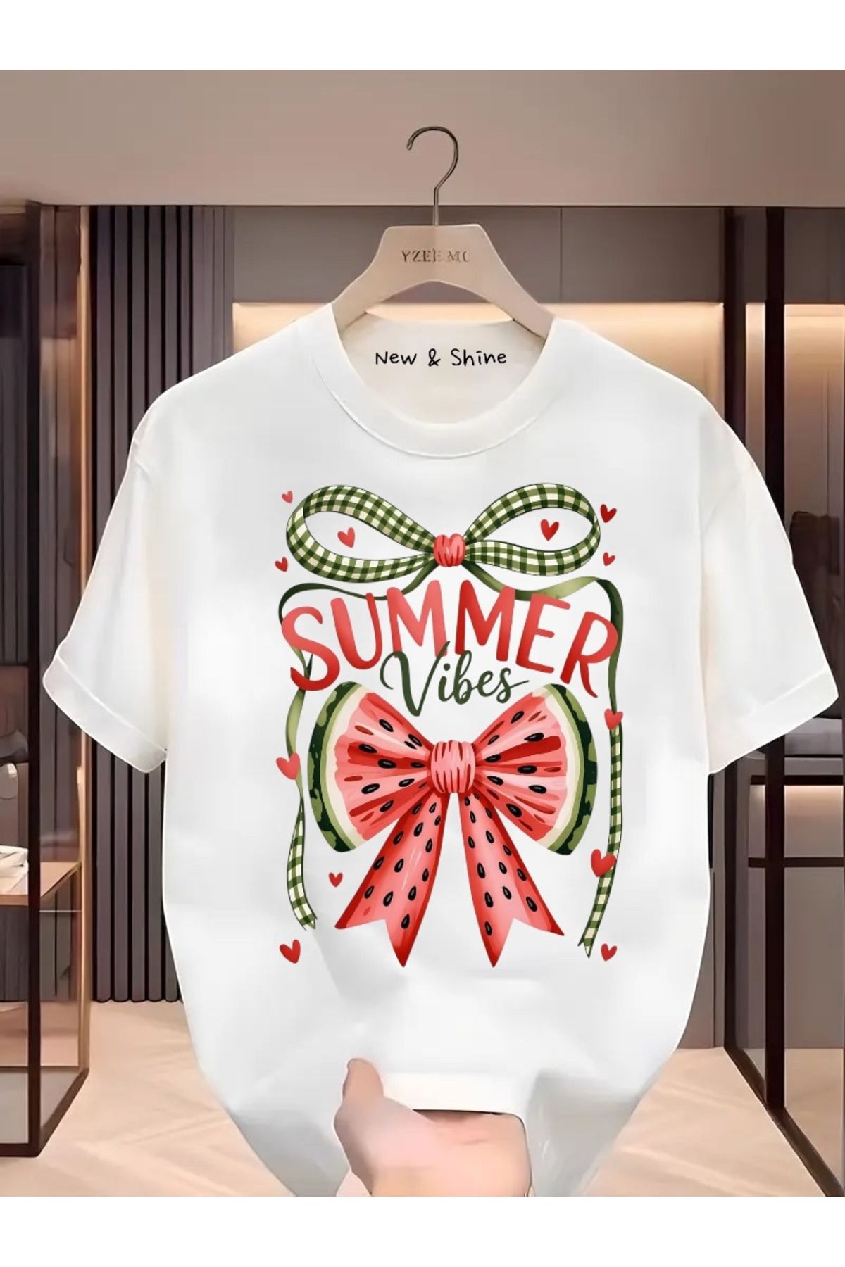 New Shine Summer Vibes Baskılı Oversize T-Shirt