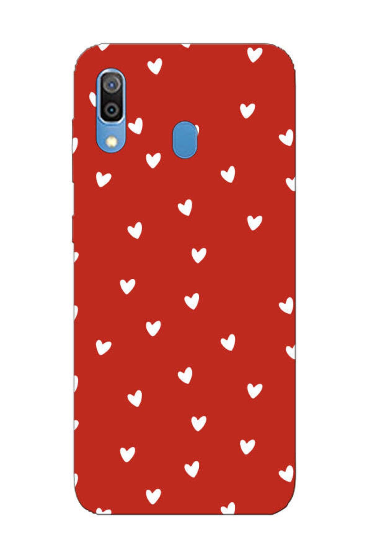 frondcase Samsung A30 Küçük Kalpler Kırmızı Telefon Kılıfı