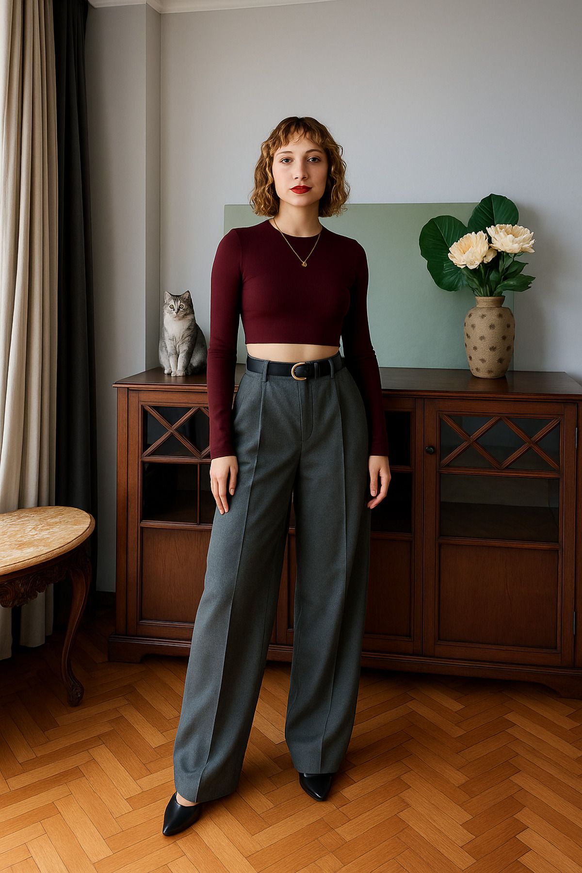 Rift Jeans Çift Pileli Yüksek Bel Palazzo Pantolon