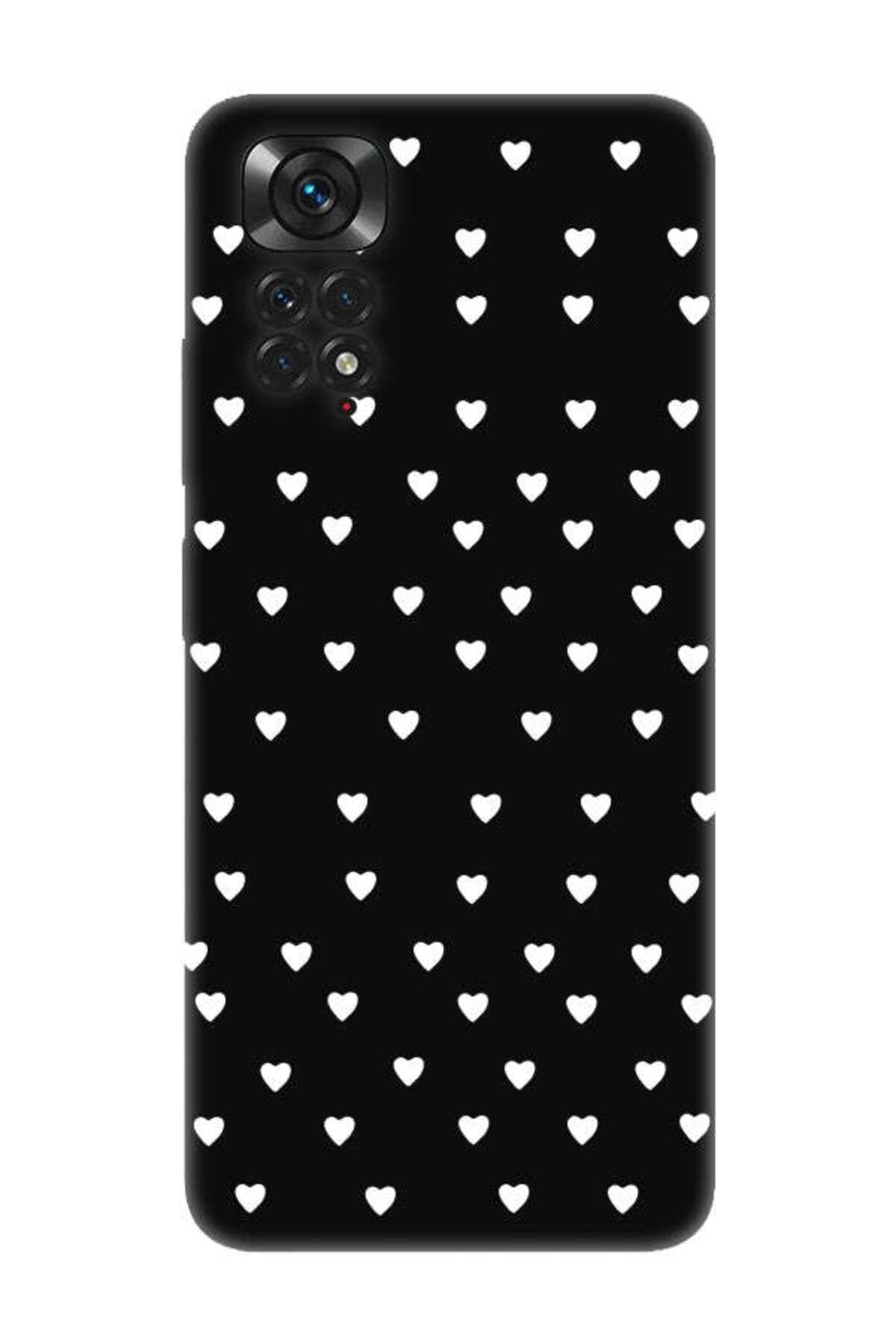frondcase Redmi Note 11 Pro Küçük Kalpler Siyah Telefon Kılıfı
