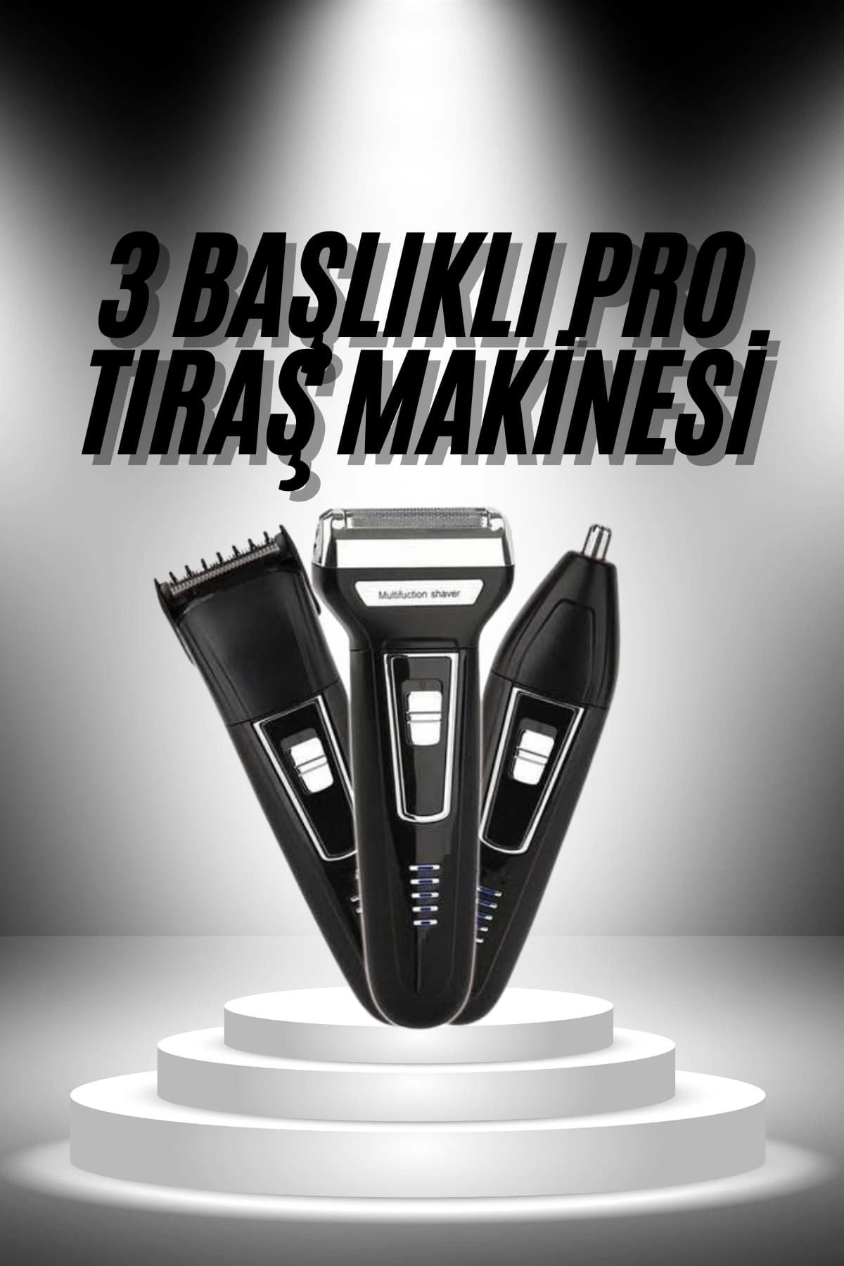 Heez 3'lü Set Saç Sakal Kesme Traş Makinesi Burun Kılı Alma Tıraş Makinesi