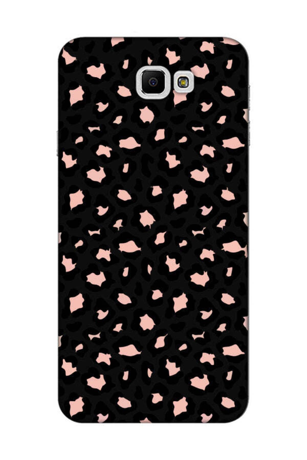 frondcase Samsung J7 Prime Leopar Desenli Siyah Telefon Kılıfı