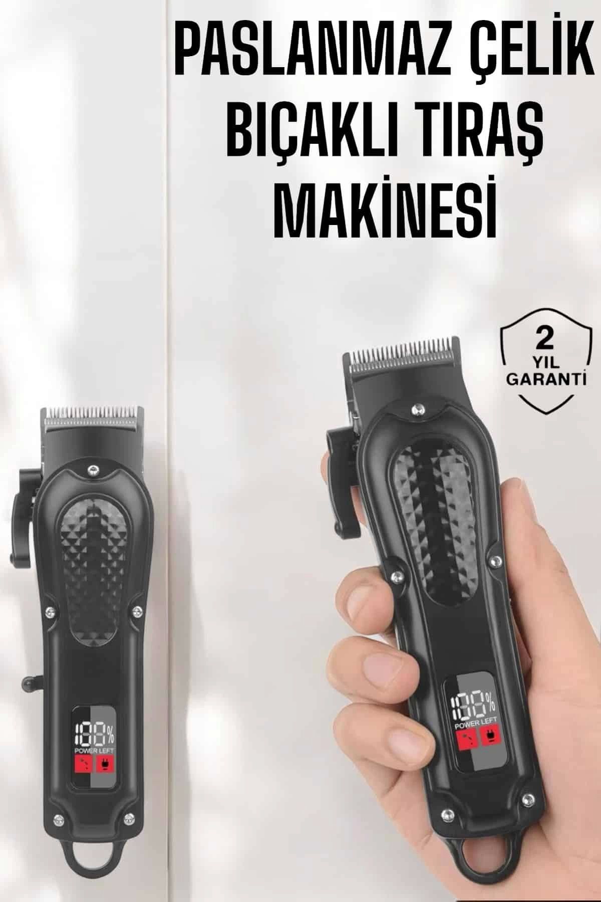 ÖYKÜ VE YİĞİT Sıfır Tıraş Makinesi Dijital Göstergeli Paslanmaz Çelik Bıçaklı Taşınabilir