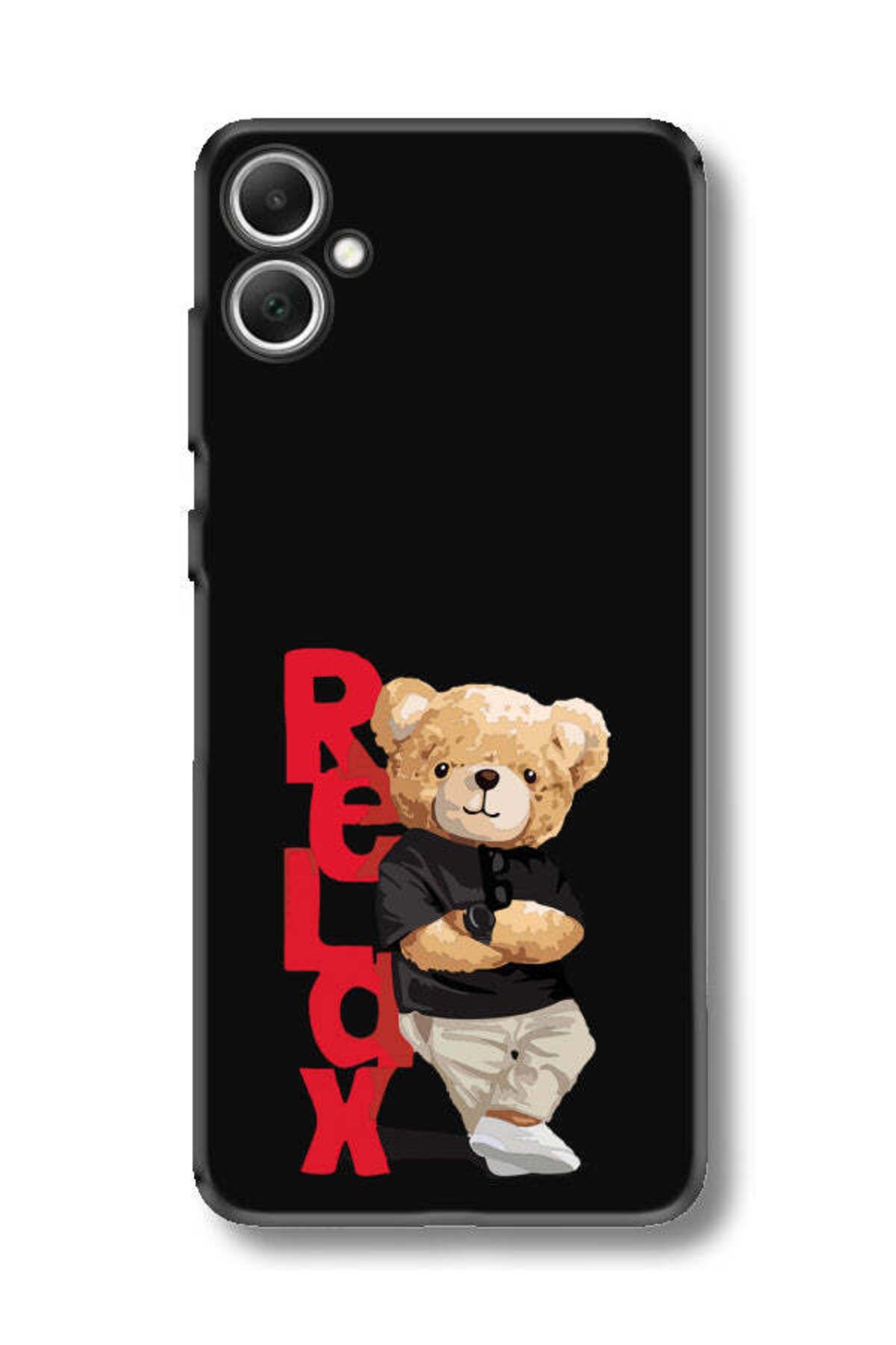 frondcase Samsung A05 Teddy Bear Relax Siyah Telefon Kılıfı