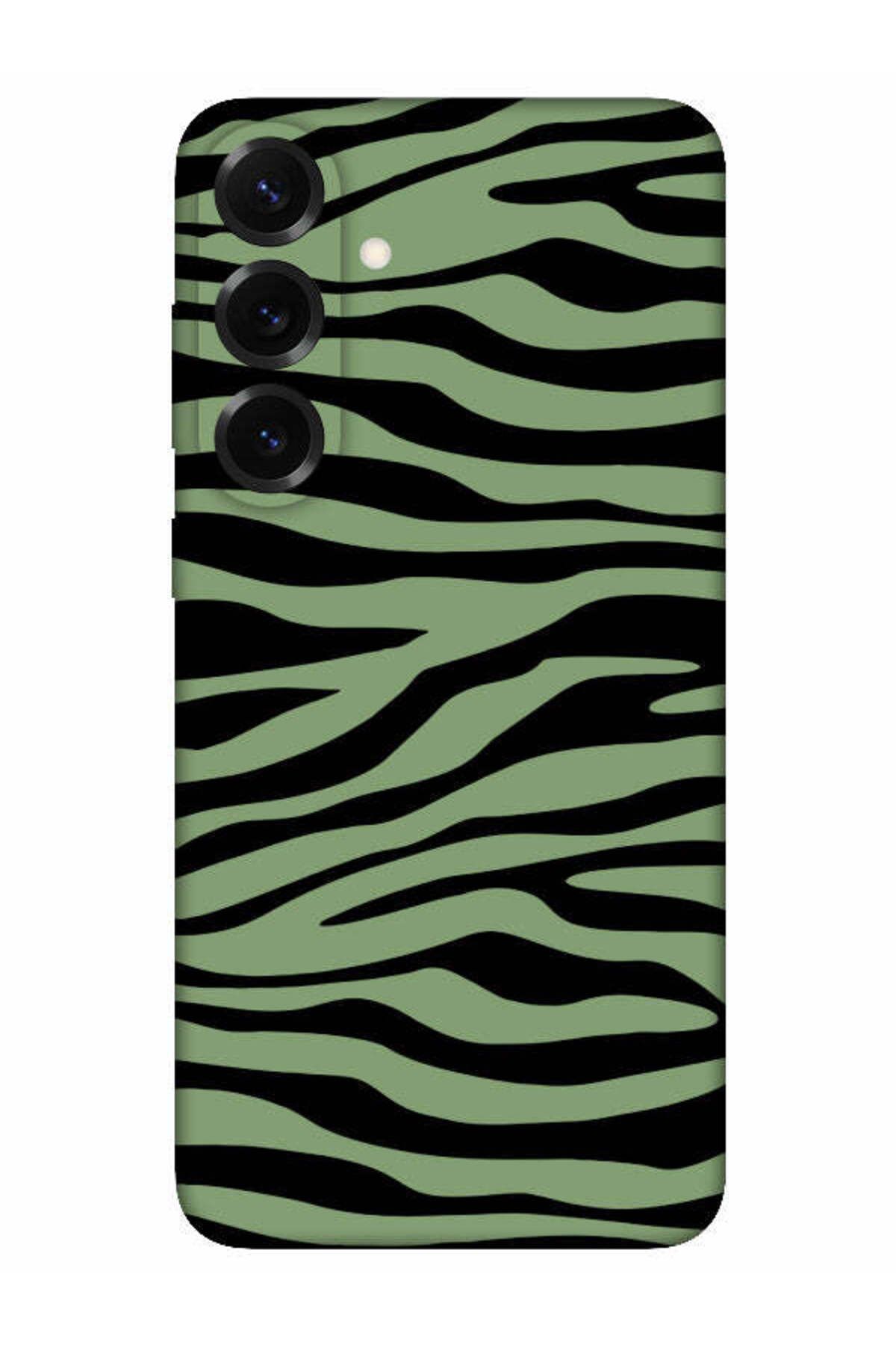 frondcase Samsung S25 Zebra Desenli Yeşil Telefon Kılıfı