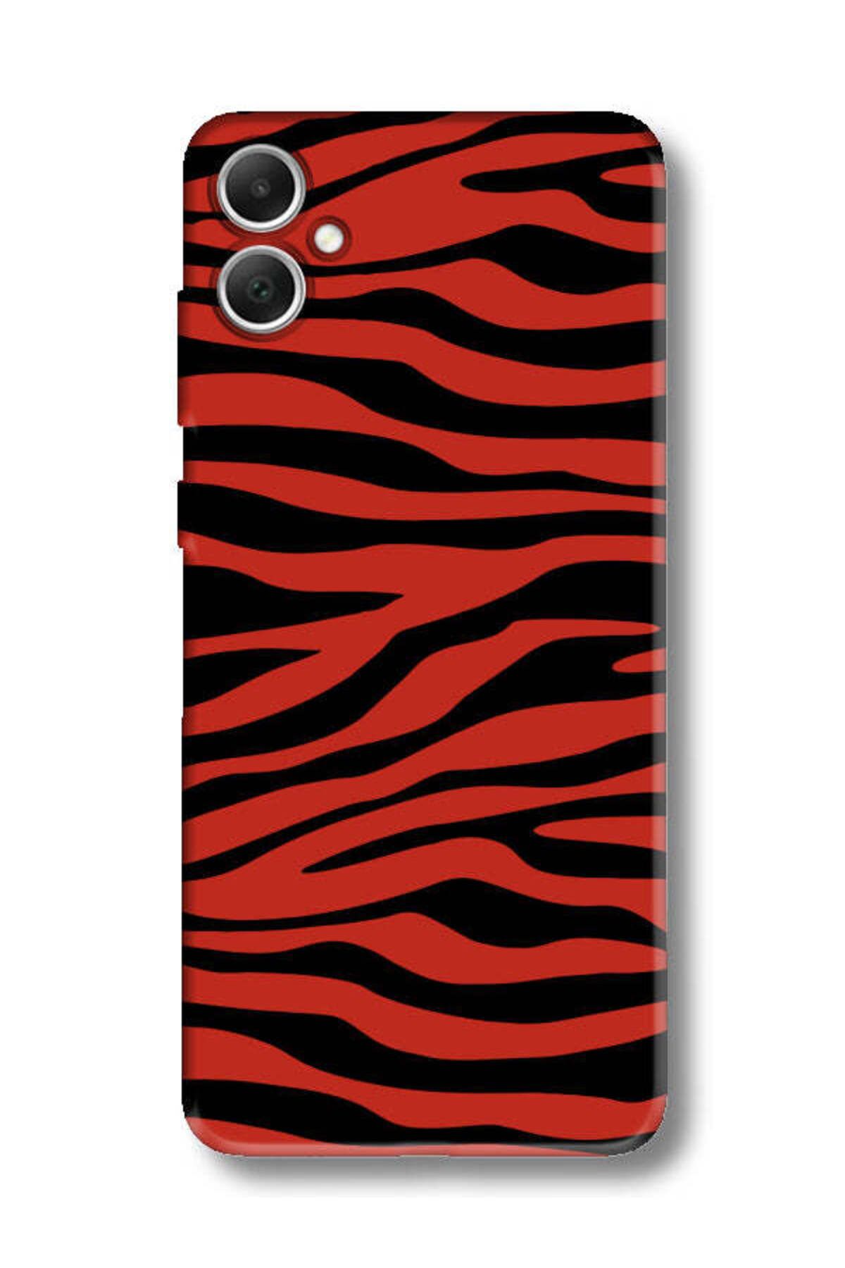 frondcase Samsung A05 Zebra Desenli Kırmızı Telefon Kılıfı