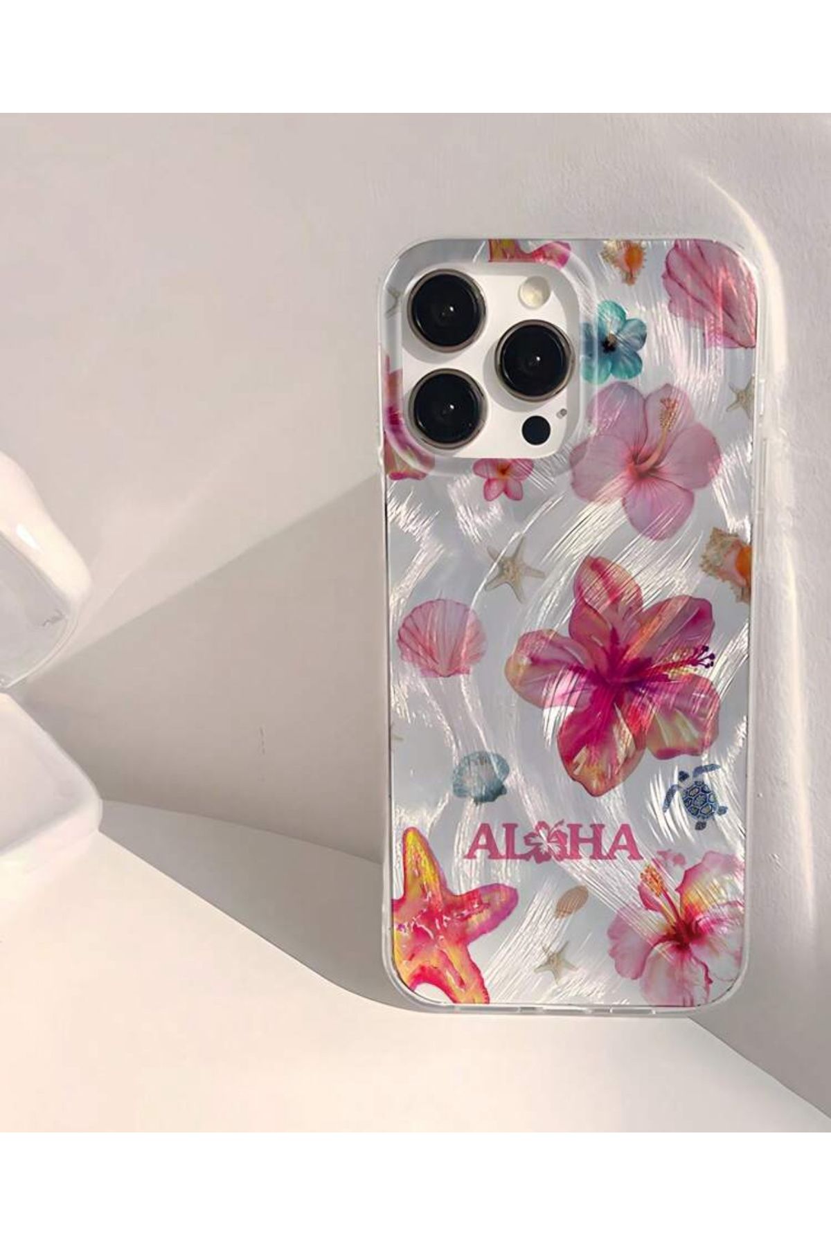 FİŞNEİLETİŞİM İPHONE 15 PROMAX UYUMLU YAZILI ÇİÇEK DESENLİ HOLOGRAMLI KILIF