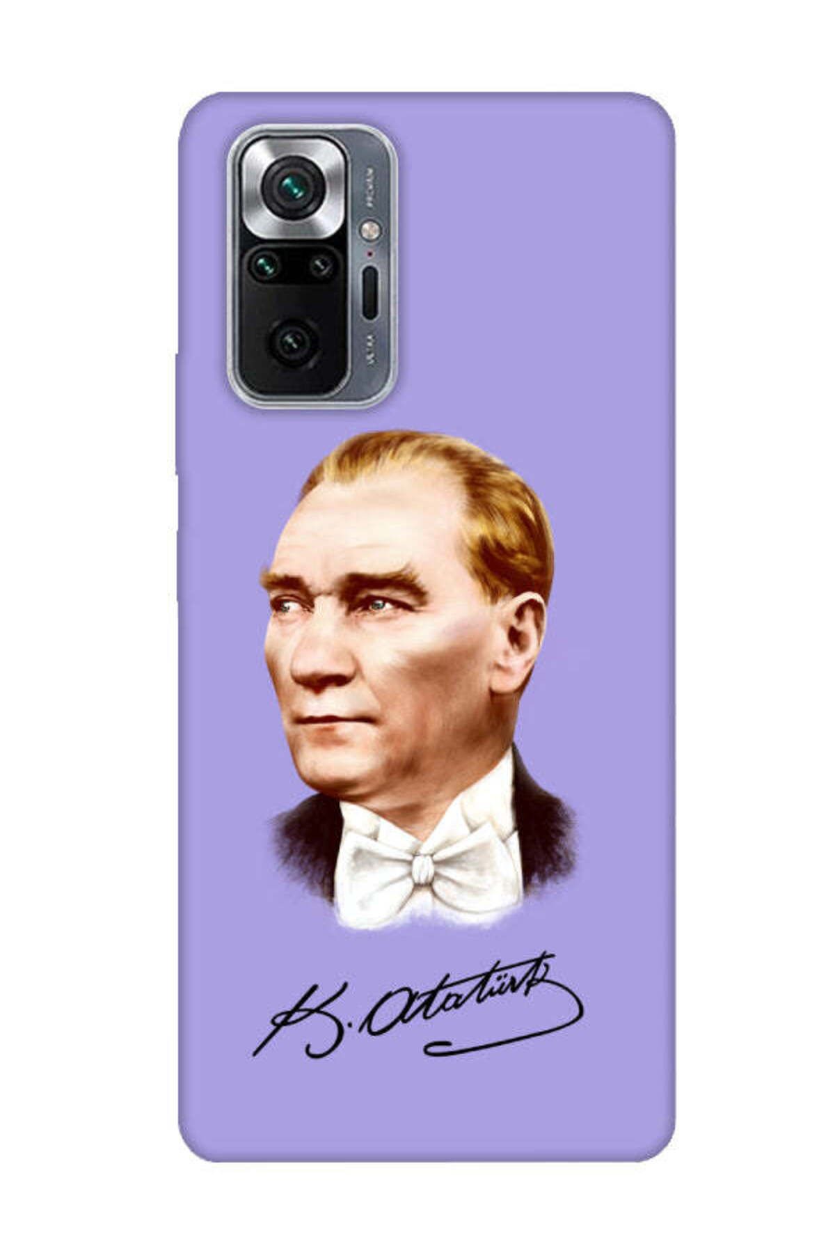 frondcase Redmi Note 10 Pro Atatürk İmzalı Lila Telefon Kılıfı