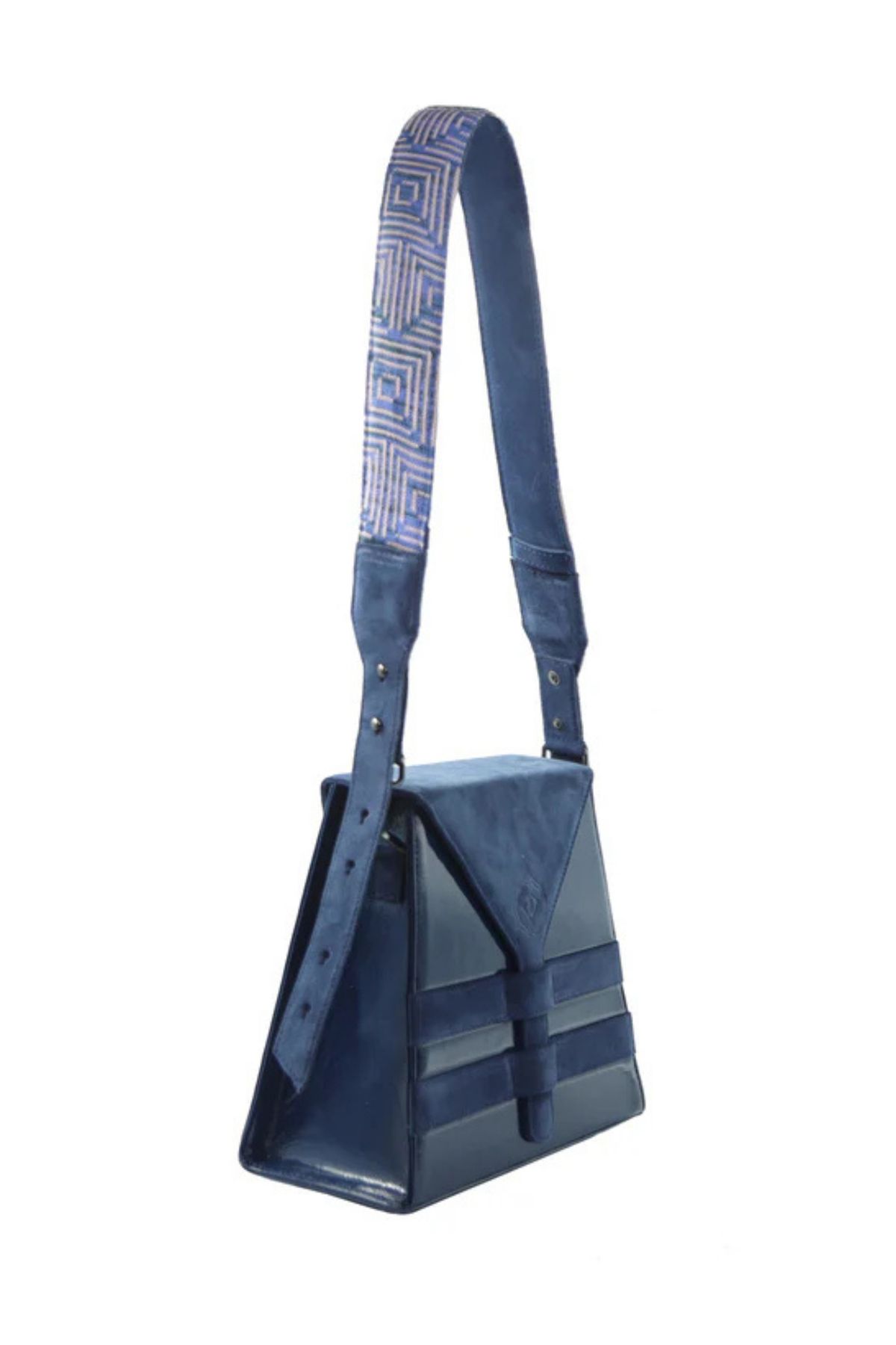 D'ylla Atelier Deri Süet Kadın Omuz Çantası- Perena Navy Blue