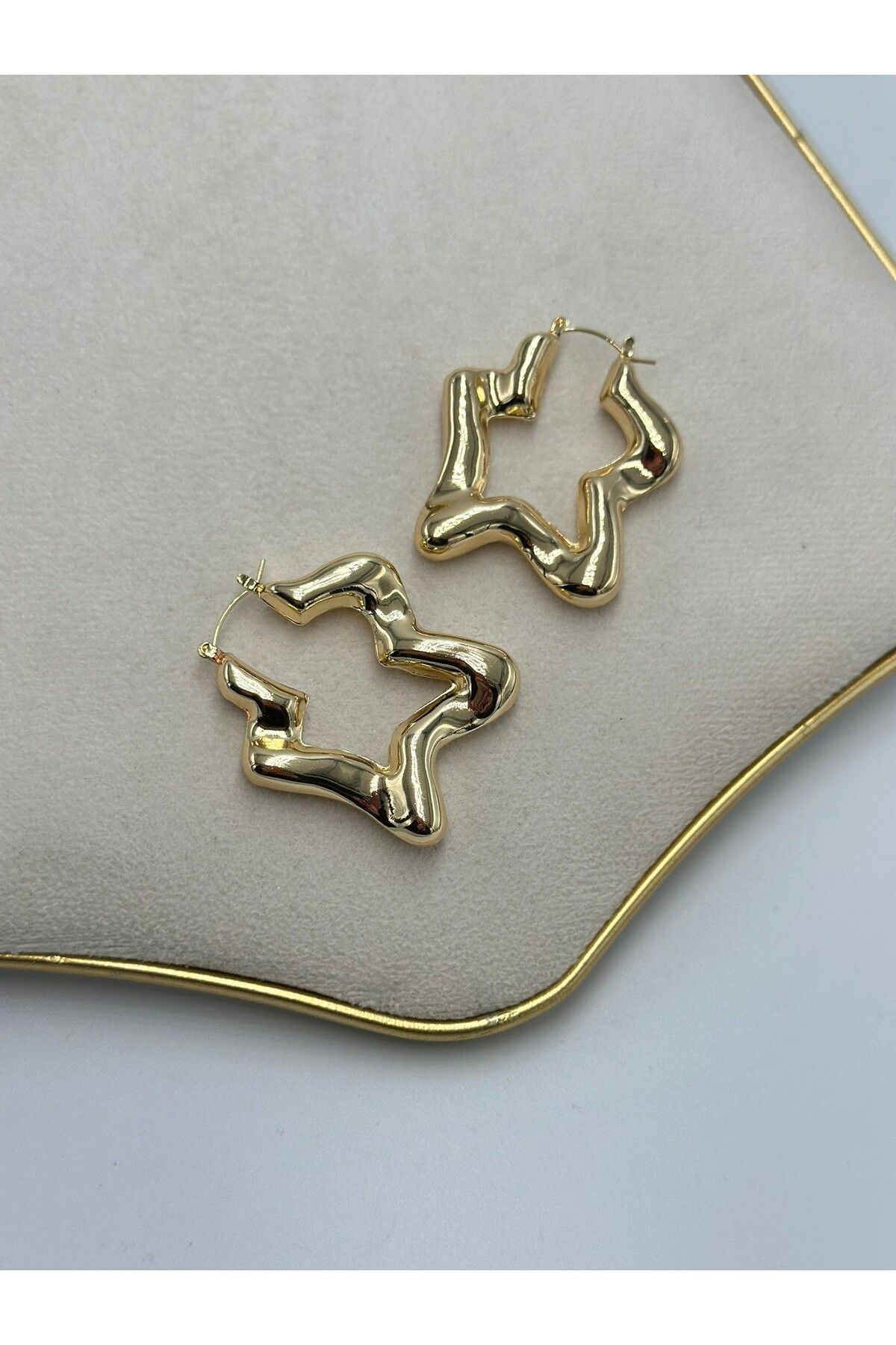 MyladyAccessoriess-Medium Size Star Hoop Earrings (Steel) 2