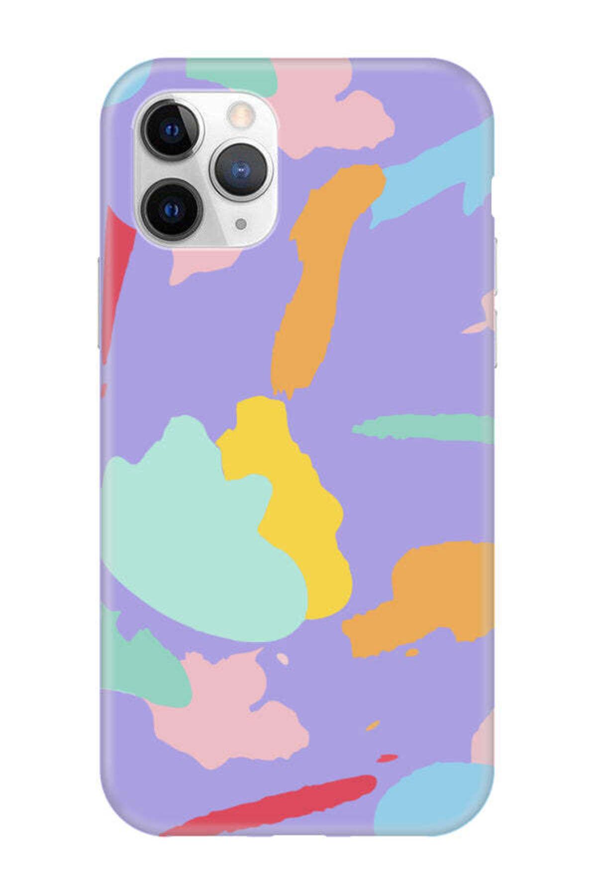 frondcase iPhone 11 Pro Sanatsal Boyalar Lila Telefon Kılıfı