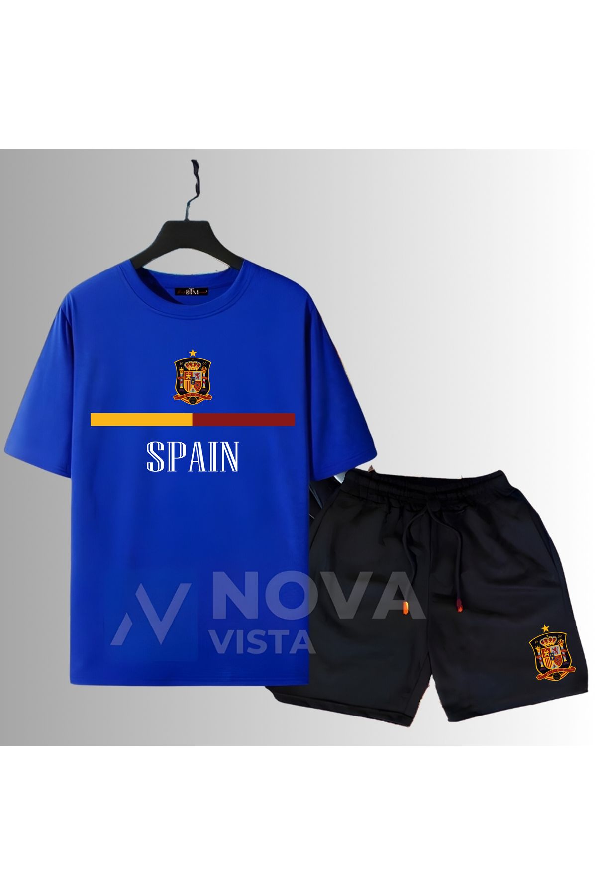 Biy Store İspanya milli takım forma baskılı spain unisex kısa kollu kadın erkek tişört t-shirt şort takımı