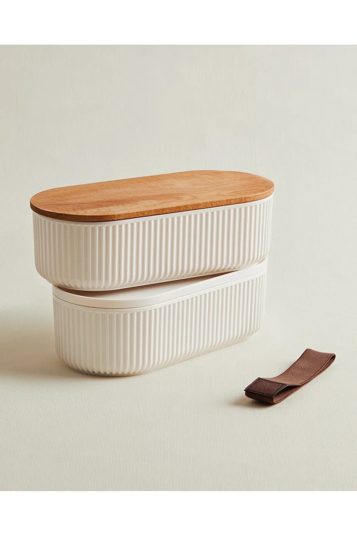 FAVENO 1000ml Ahşap Kapaklı Lunch Box 2'li