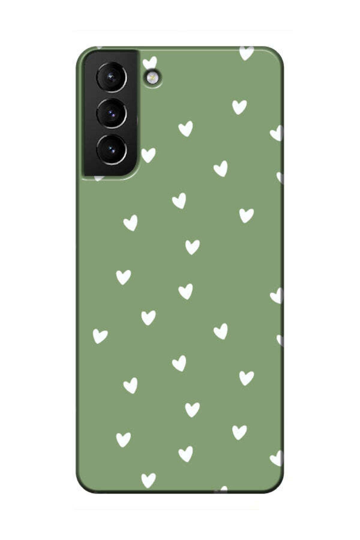 frondcase Samsung S21 Küçük Kalpler Yeşil Telefon Kılıfı