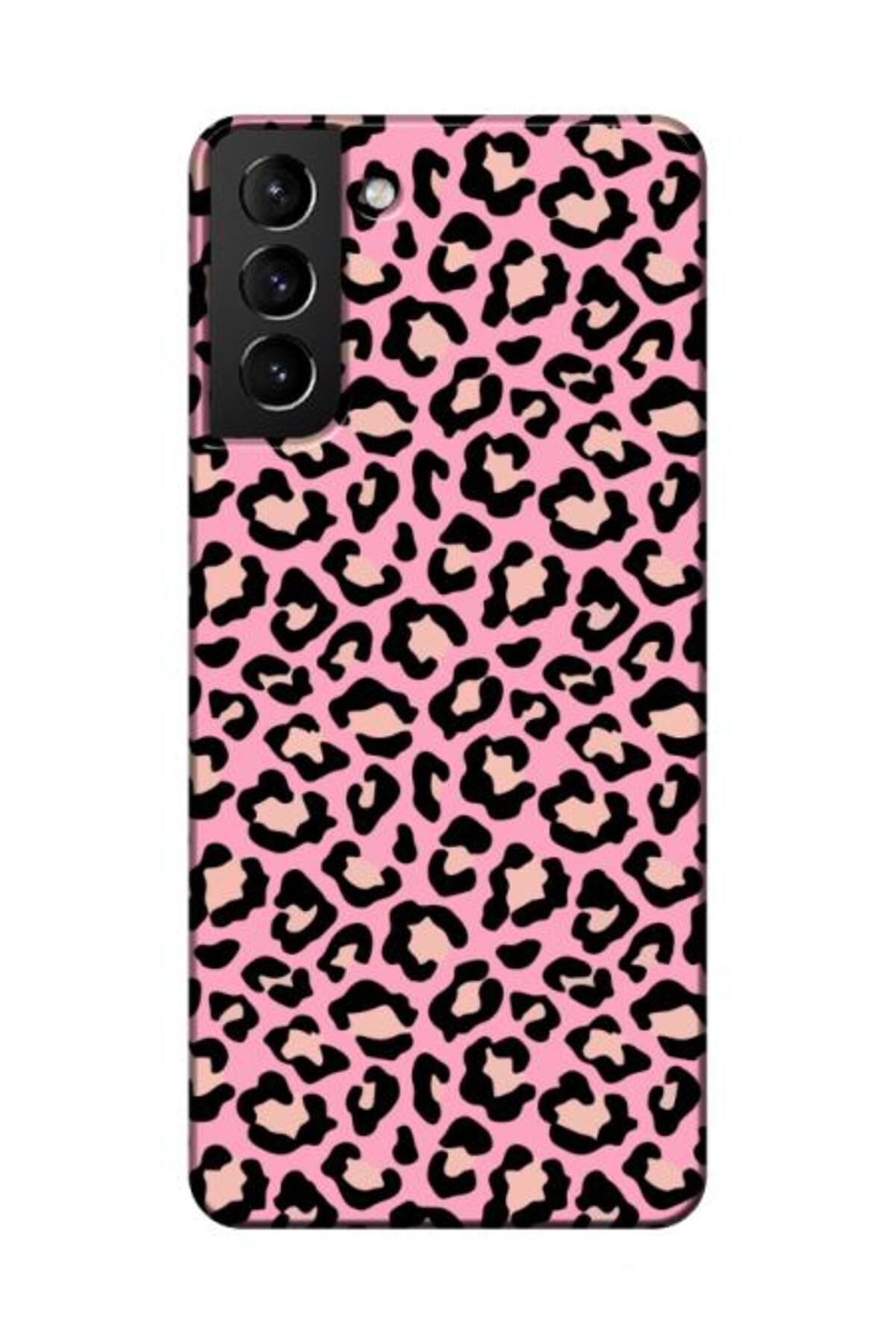 frondcase Samsung S21 Leopar Desenli Pembe Telefon Kılıfı