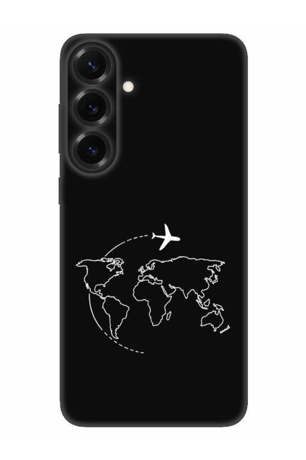 frondcase Samsung S25 Plus Harita Uçak Siyah Telefon Kılıfı