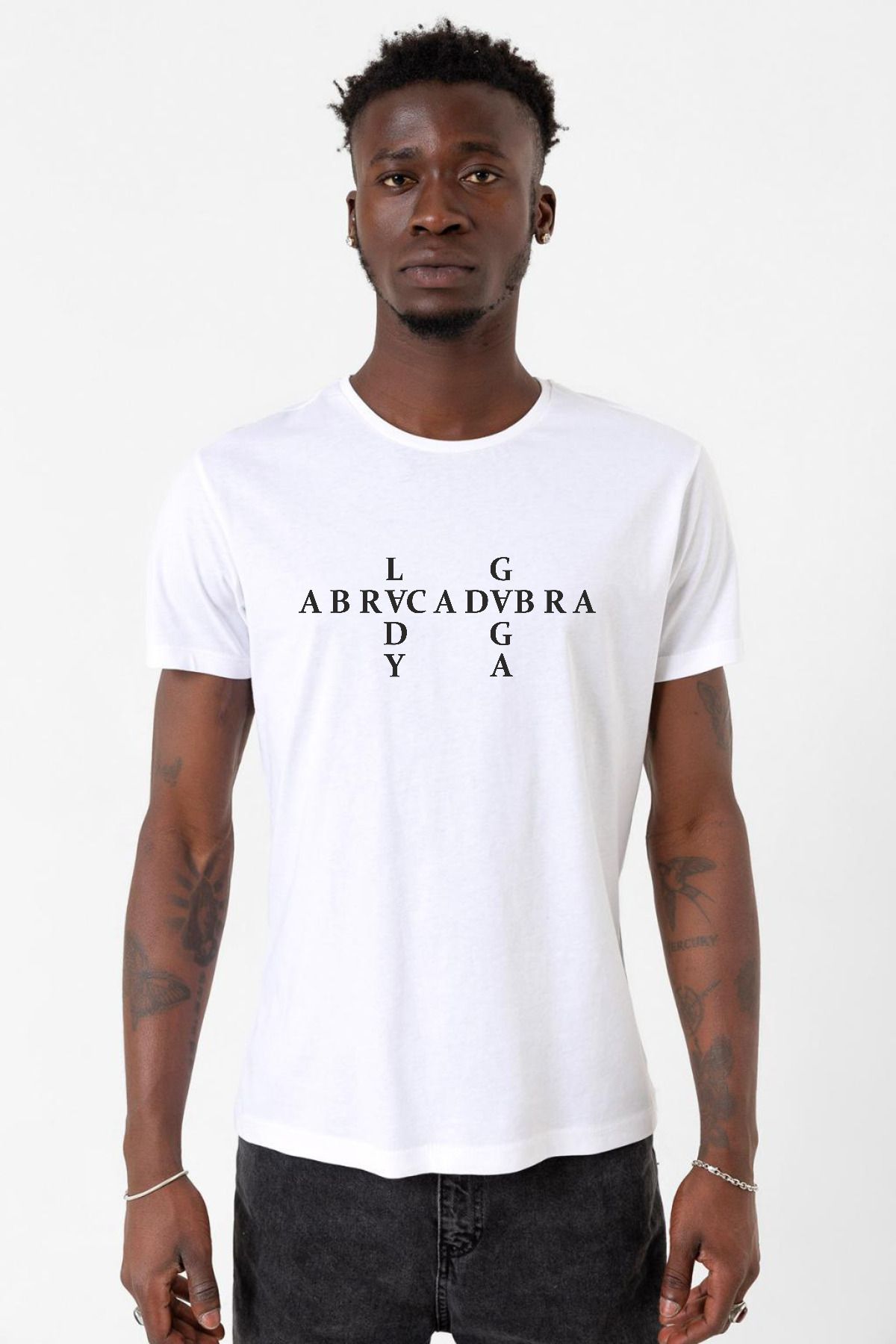 Tshirthane Lady Gaga Abracadabra Beyaz Erkek Bisikletyaka Tshirt