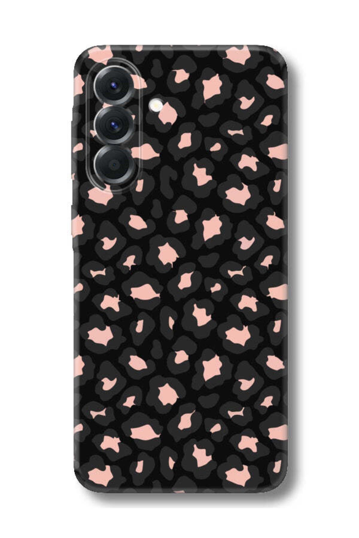 frondcase Samsung A56 Leopar Desenli Siyah Telefon Kılıfı