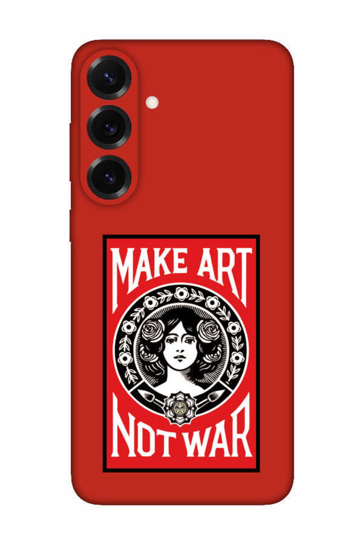 frondcase Samsung S25 Make Art Not War Kırmızı Telefon Kılıfı