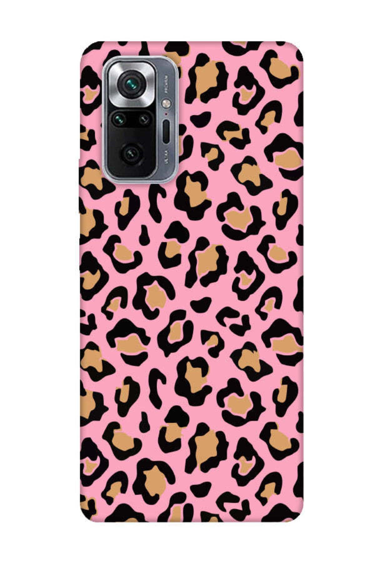 frondcase Redmi Note 10 Pro Leopar Desenli Pembe Telefon Kılıfı