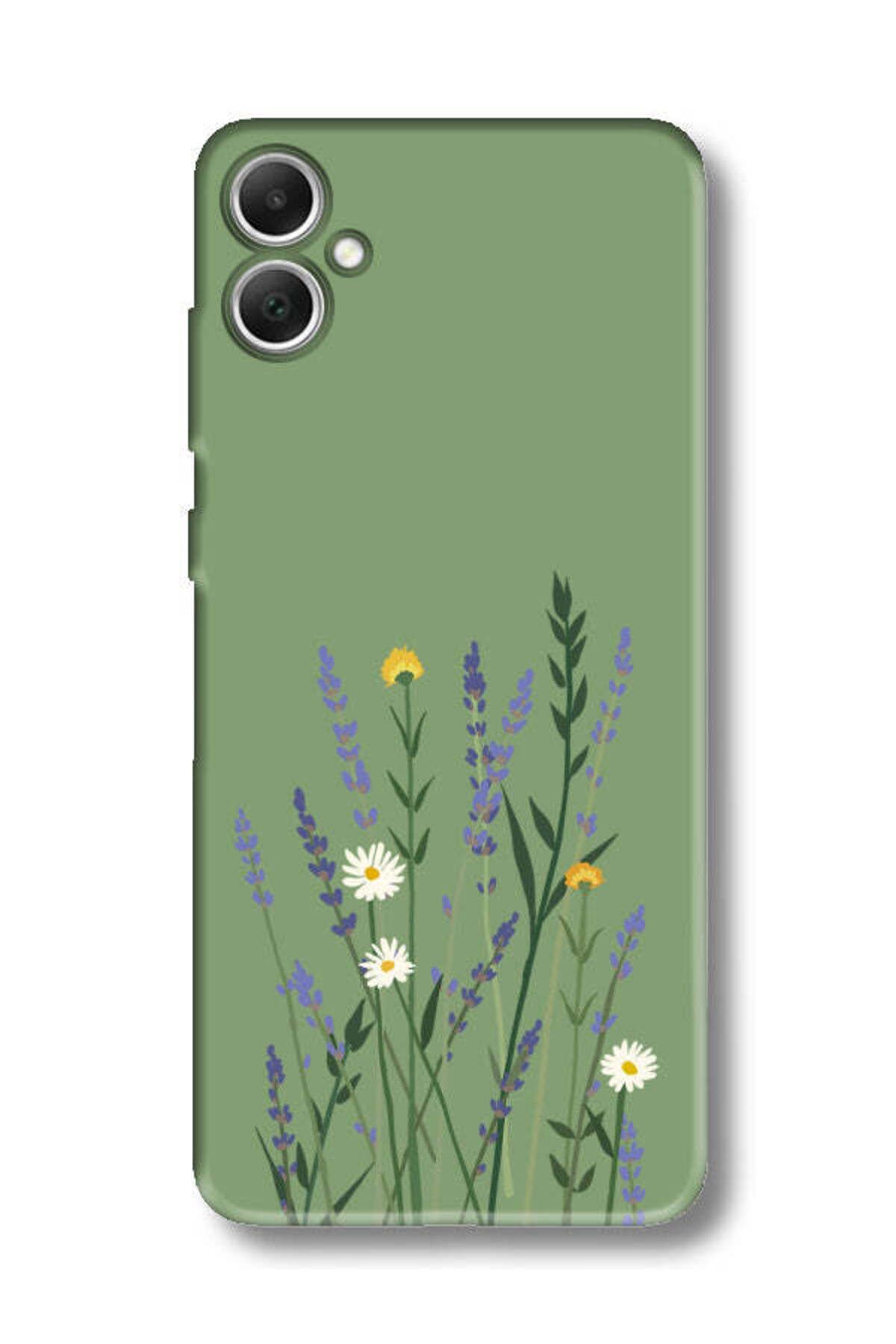 frondcase Samsung A05 Lavanta Desenli Yeşil Telefon Kılıfı