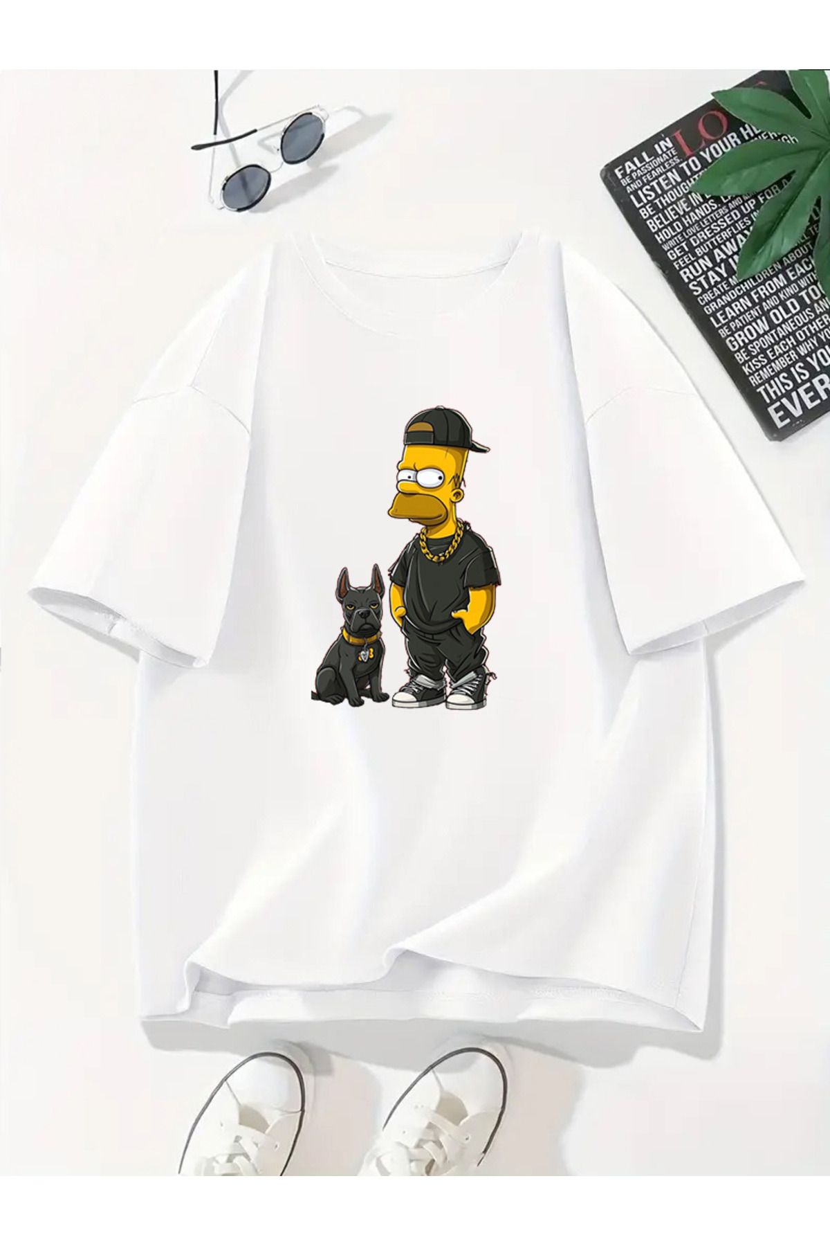 MODA Unisex Oversize Kalıp Simpson Baskılı T-Shirt