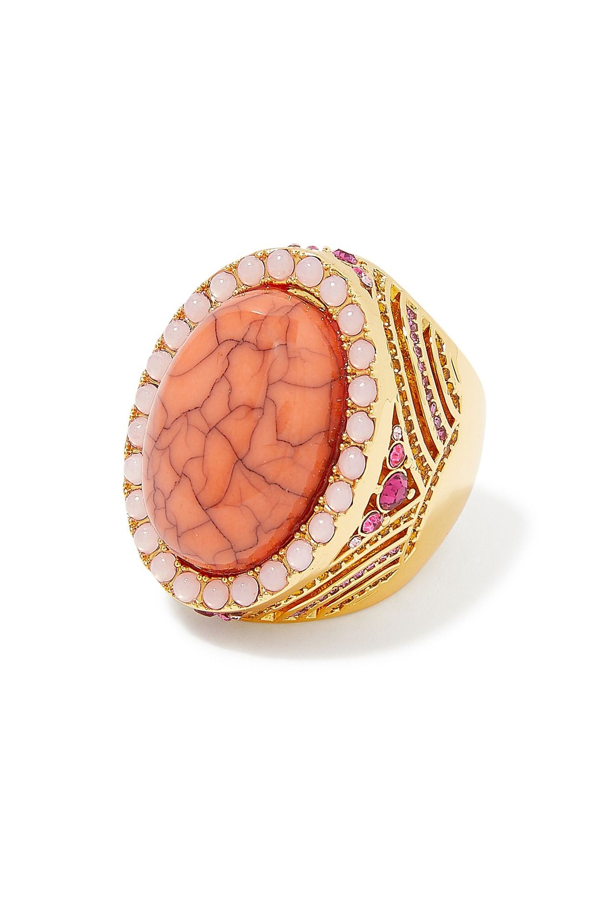 Kurt Geiger XL Oval Cocktail Ring, Büyük Oval Taşlı Gösterişli Yüzük