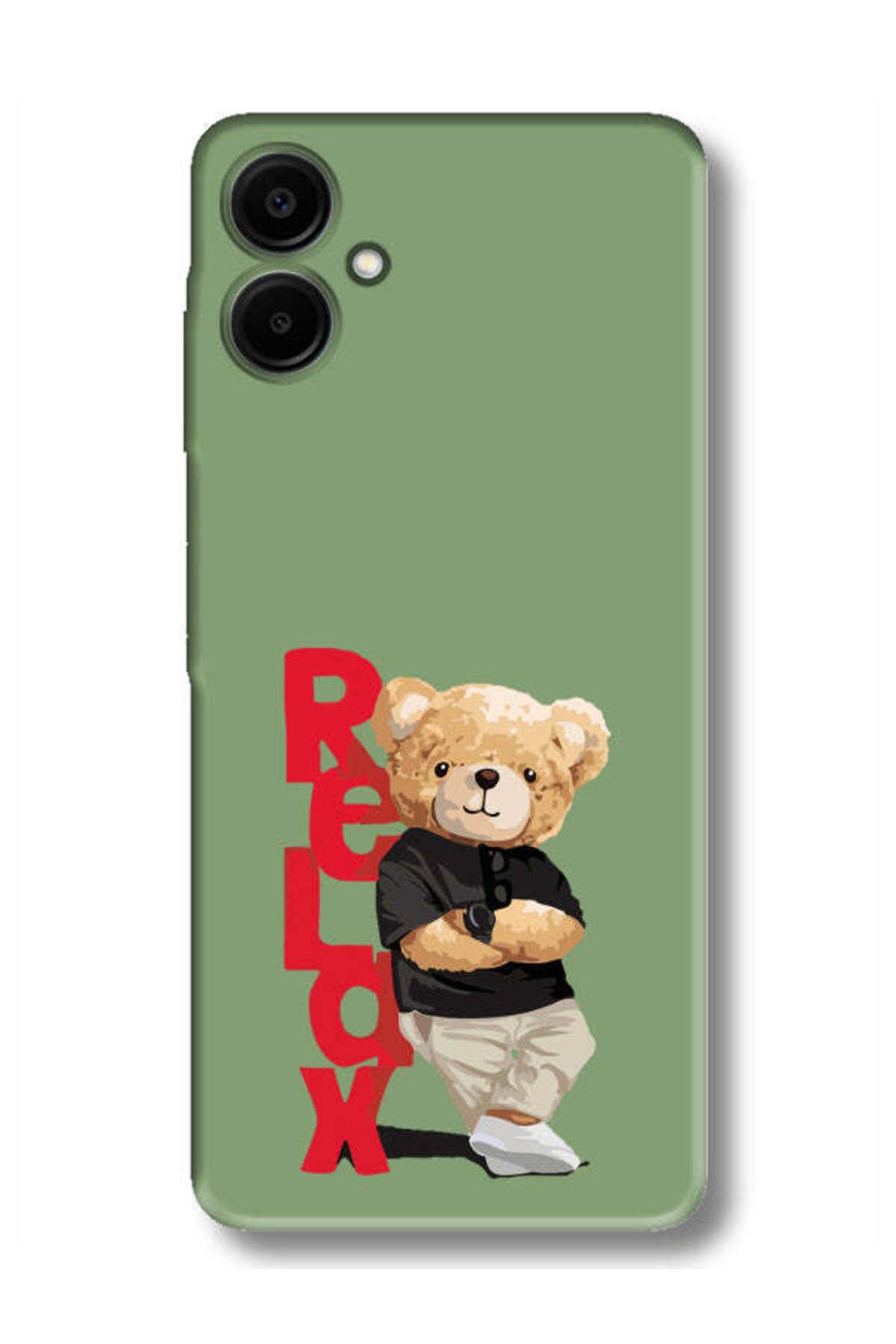 frondcase Samsung A06 Teddy Bear Relax Yeşil Telefon Kılıfı