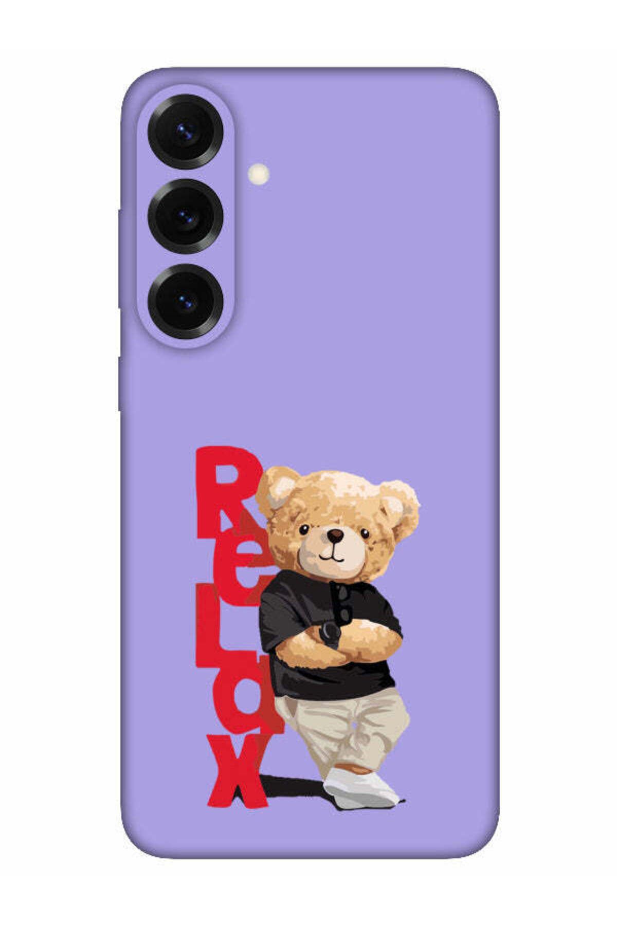 frondcase Samsung S25 Plus Teddy Bear Relax Lila Telefon Kılıfı