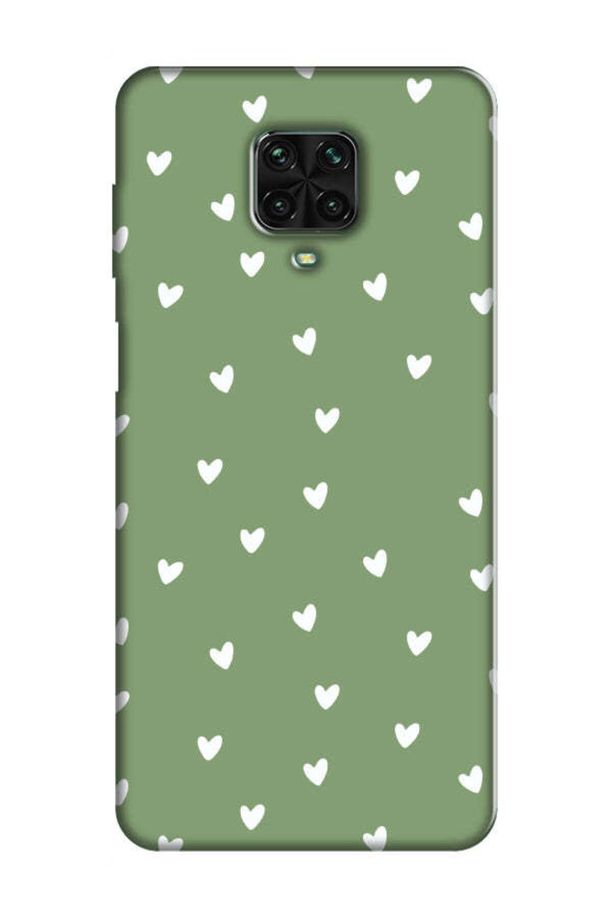 frondcase Redmi Note 9 Pro Küçük Kalpler Yeşil Telefon Kılıfı